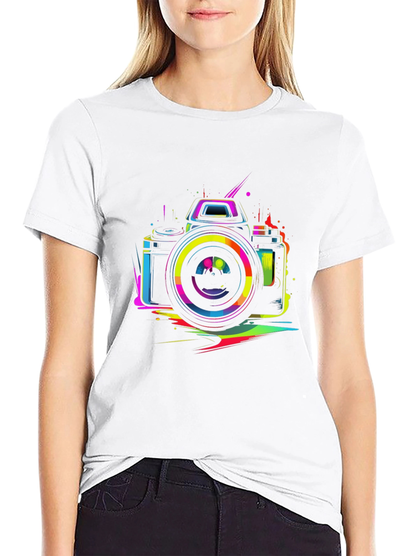 Neon Camera Graphic Black T-Shirt
