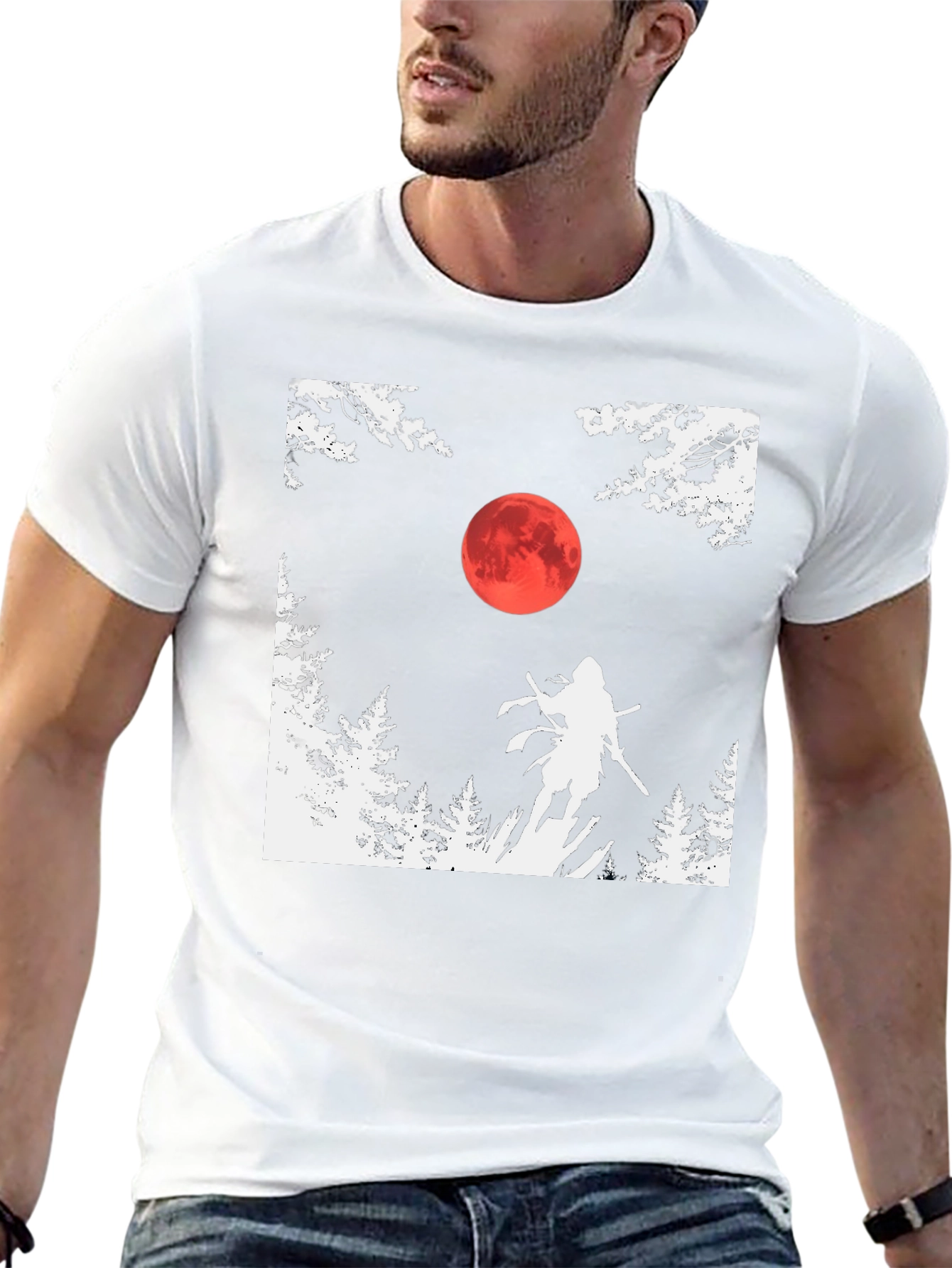 Samurai Moon Graphic Tee - Black