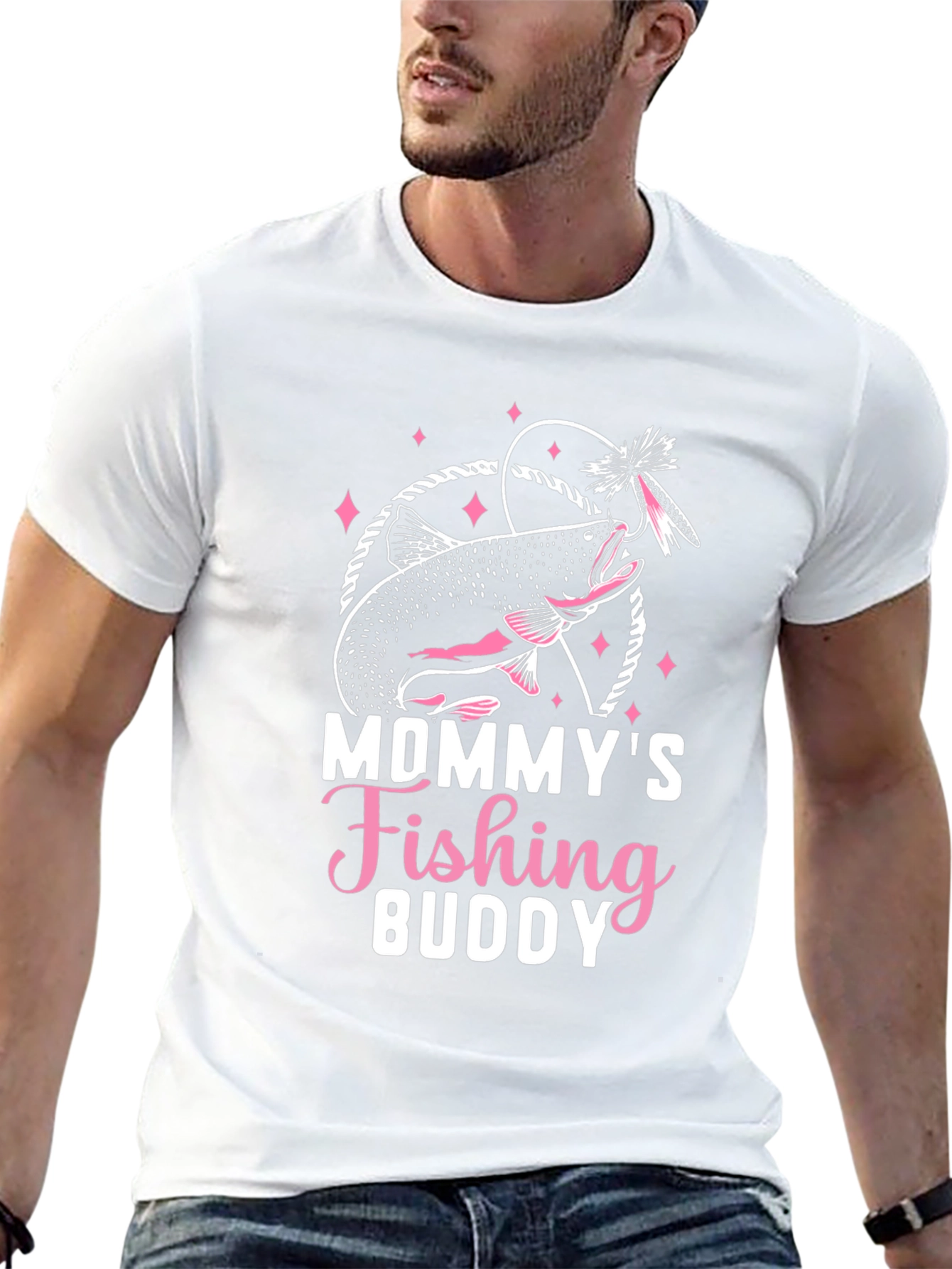 Mommys Fishing Buddy Graphic Tee - Black