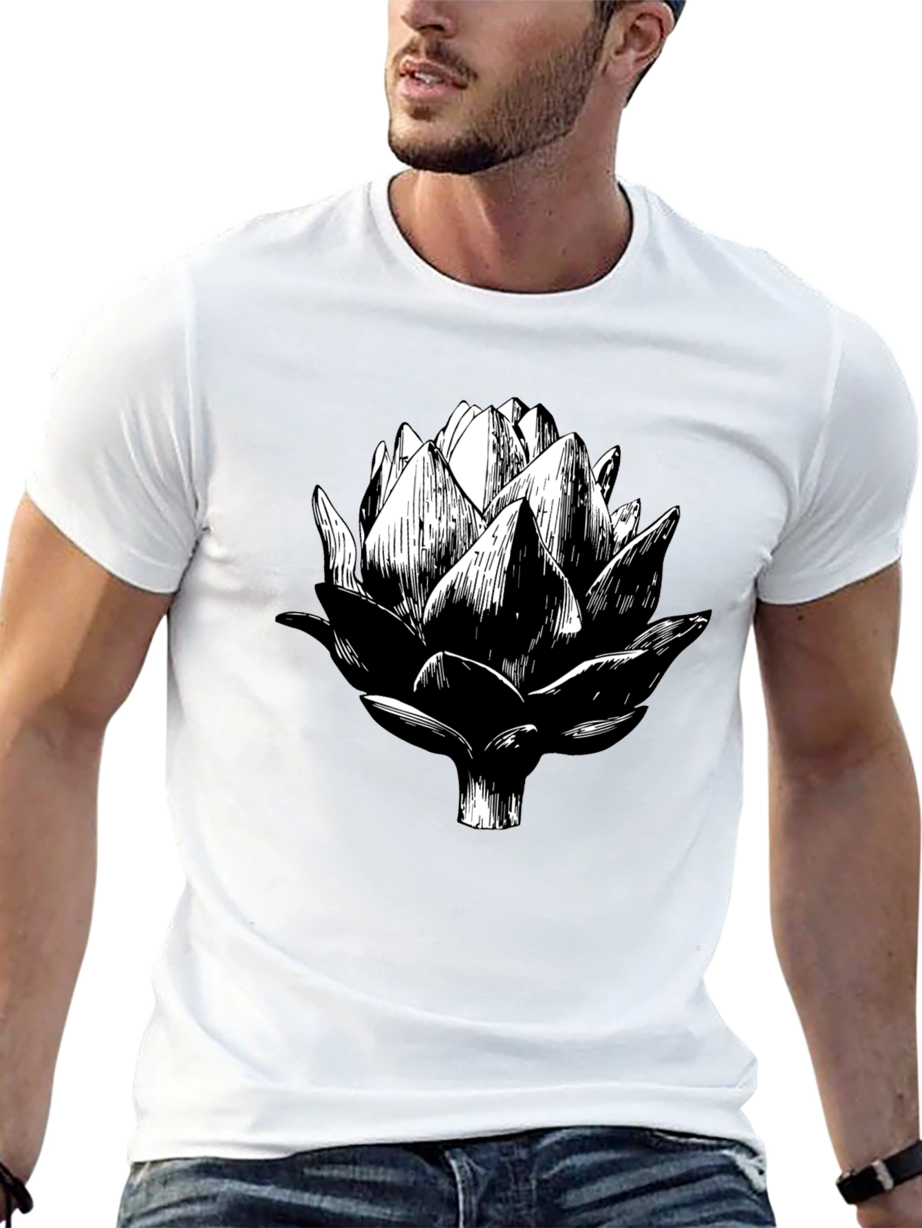 Artichoke Graphic Tee - Black Cotton T-Shirt