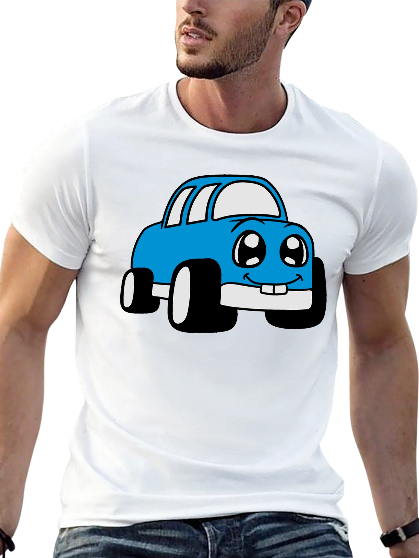 Cartoon Car Graphic T-Shirt - Whimsical Design