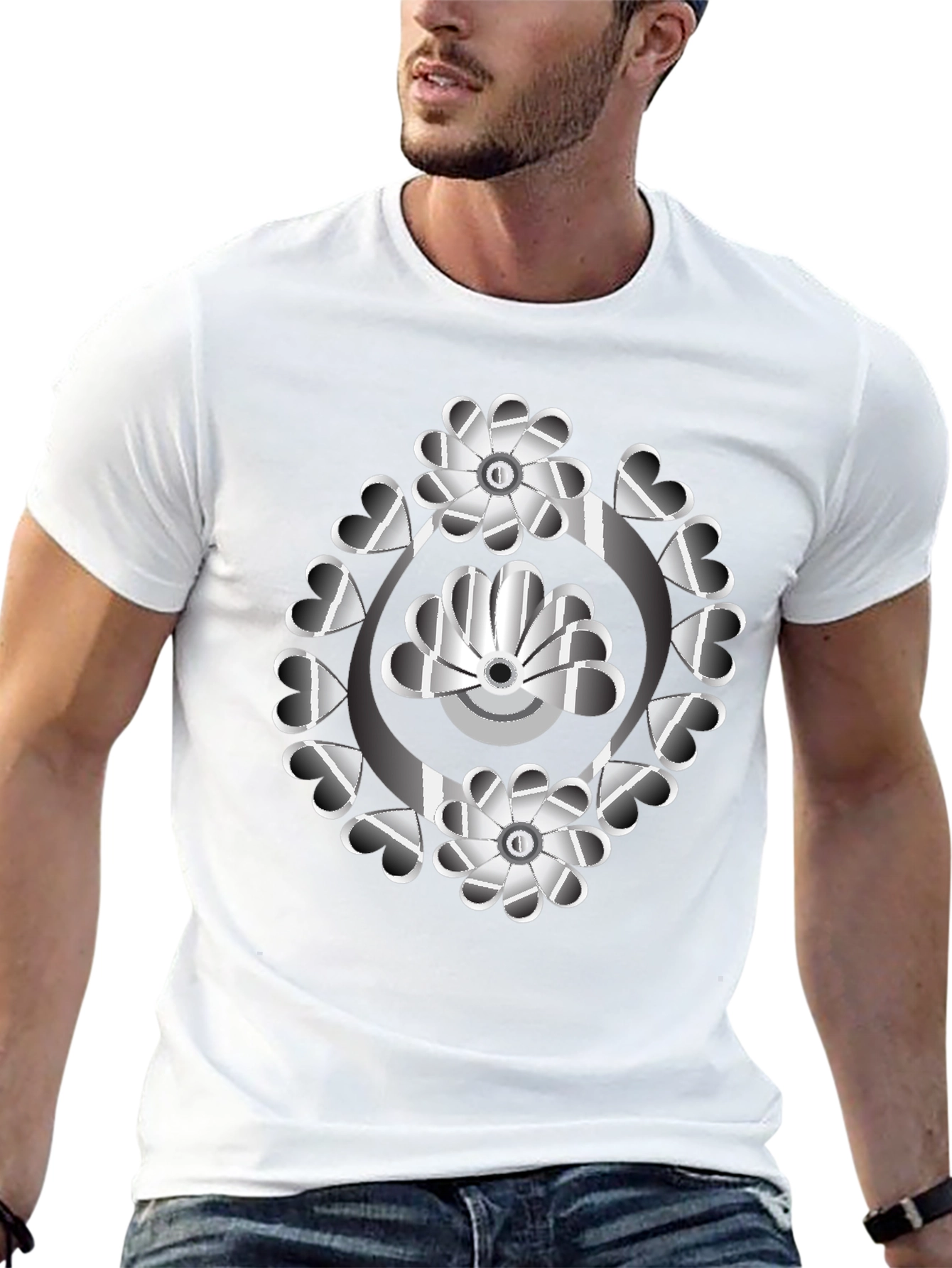 Abstract Floral Heart T-Shirt