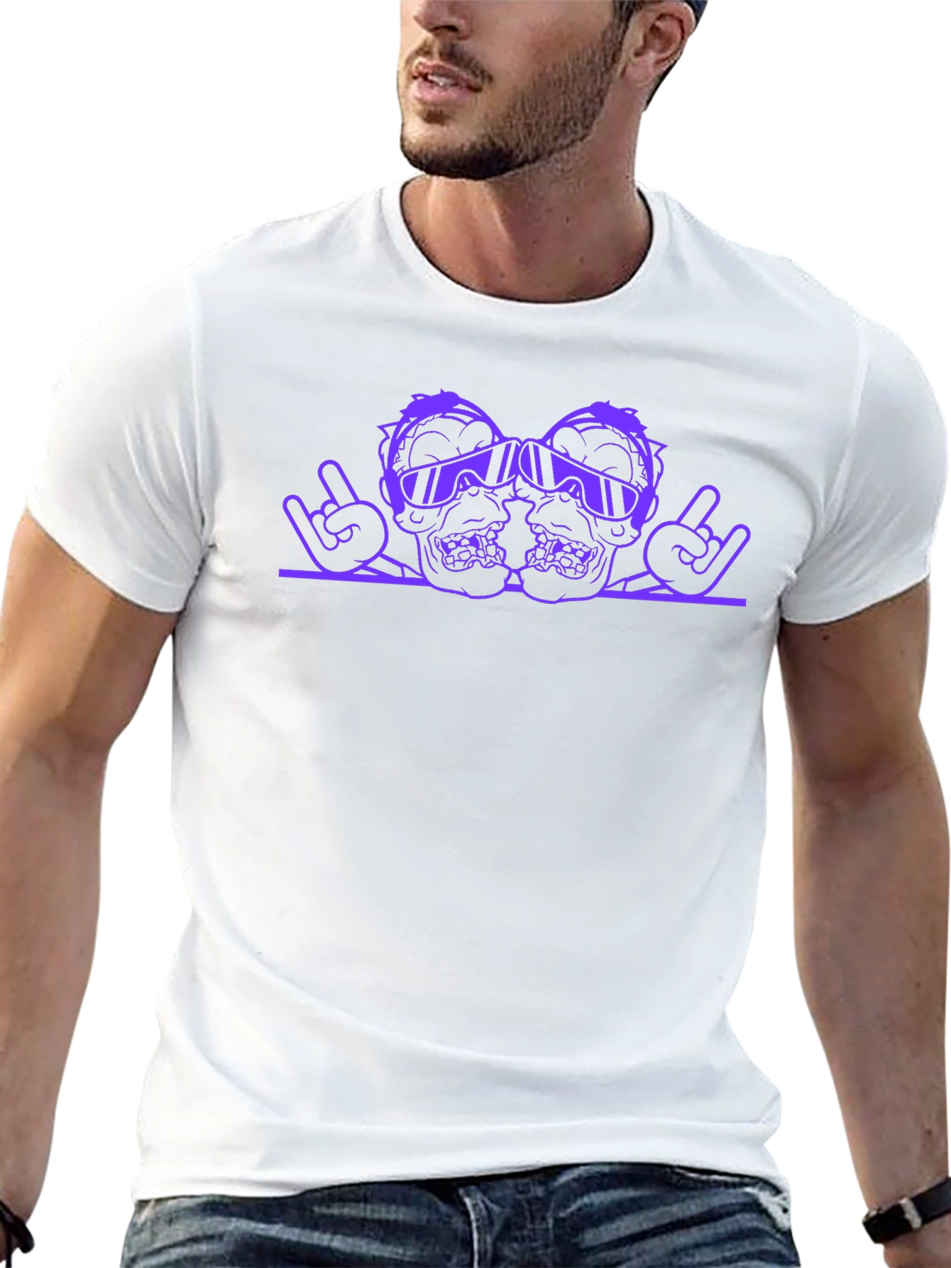 Purple Skull Rock On Graphic T-Shirt