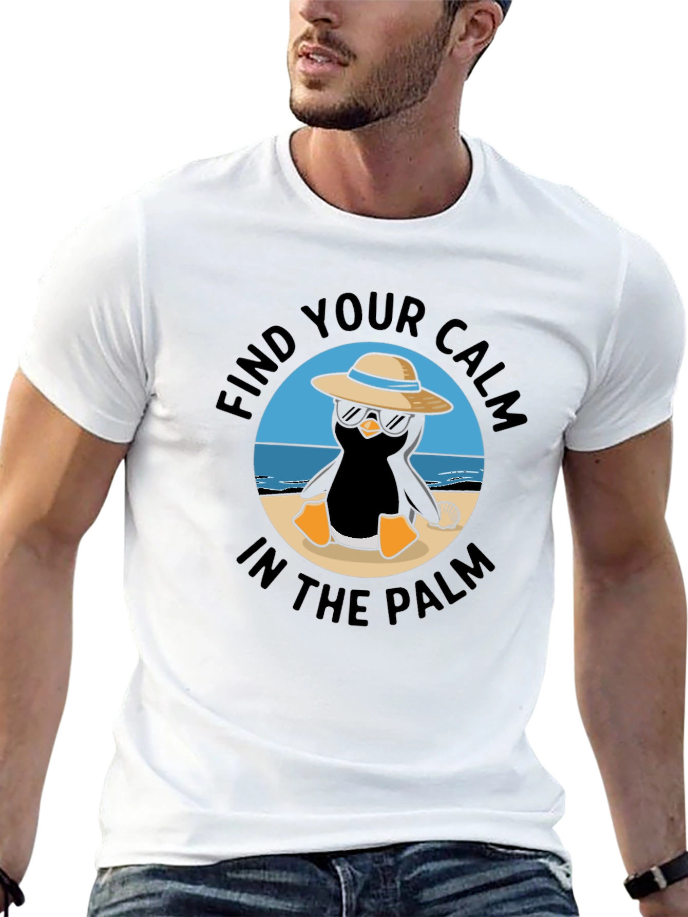 Chill Penguin T-Shirt: Find Your Calm in the Palm