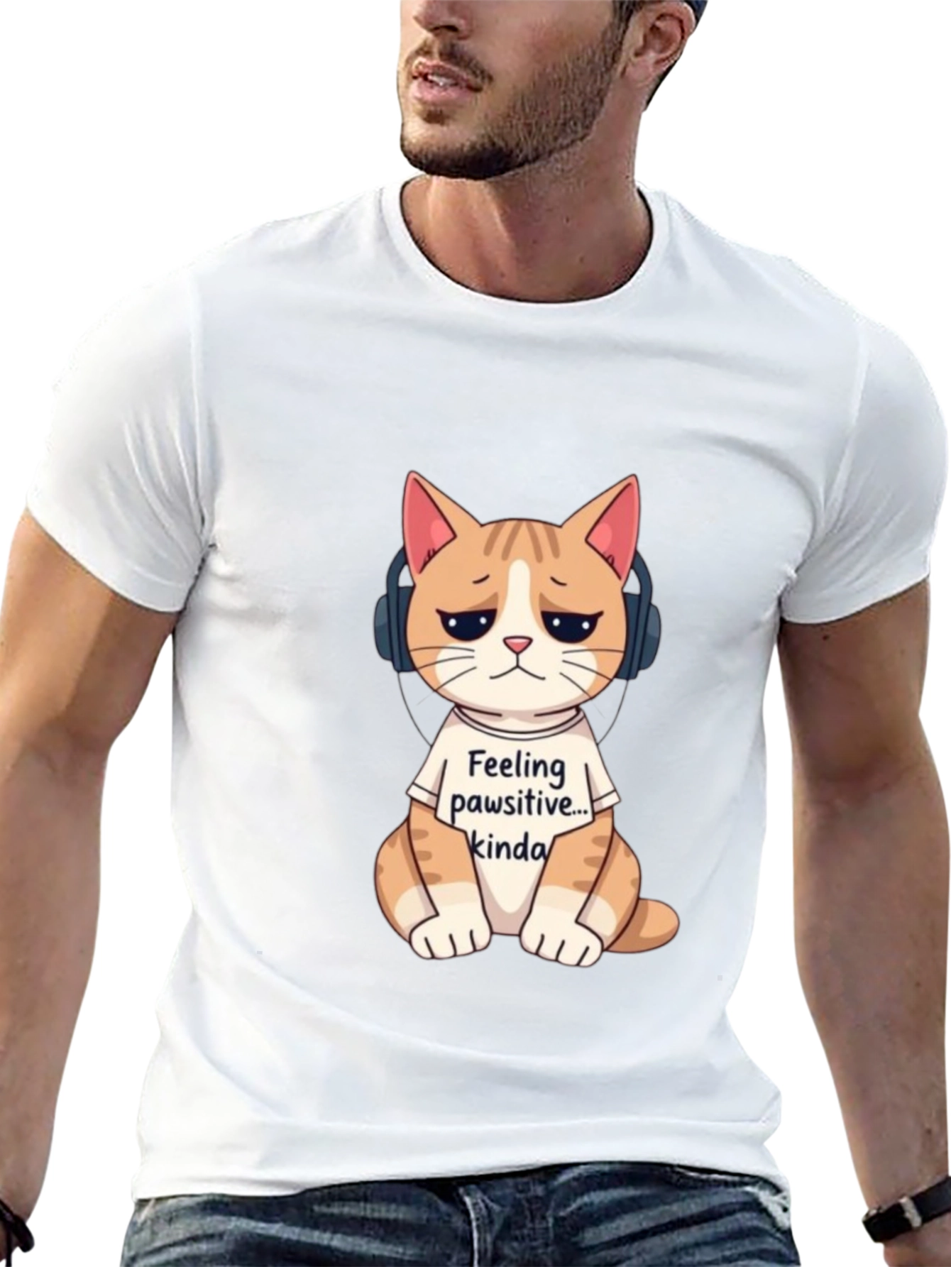 Feeling Pawsitive Cat T-Shirt - Unisex Black Tee