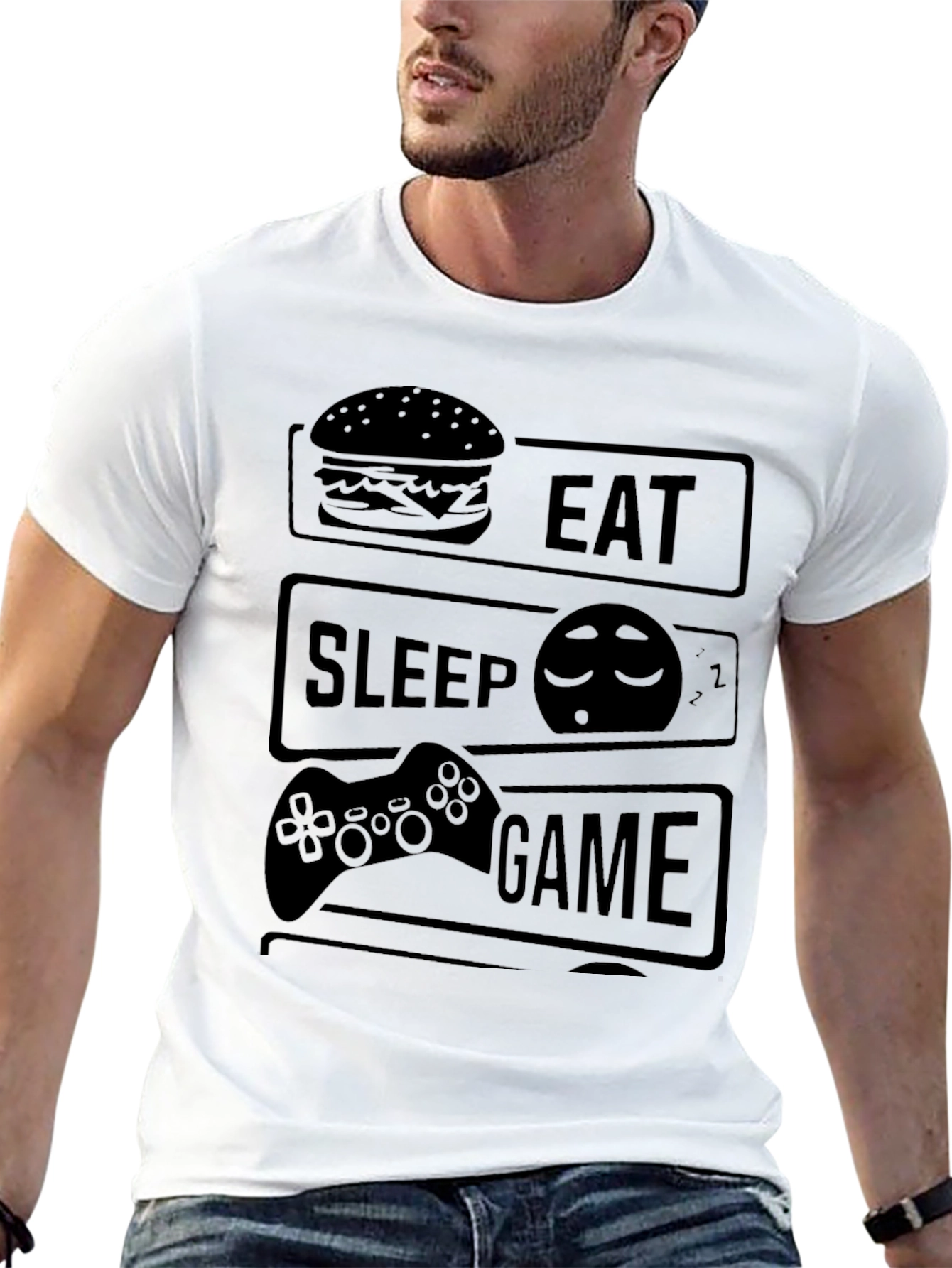 Eat Sleep Game Black T-Shirt