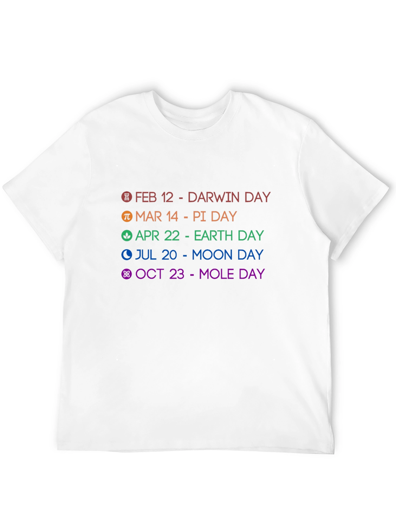 Science Days T-Shirt: Darwin Pi Earth Moon Mole