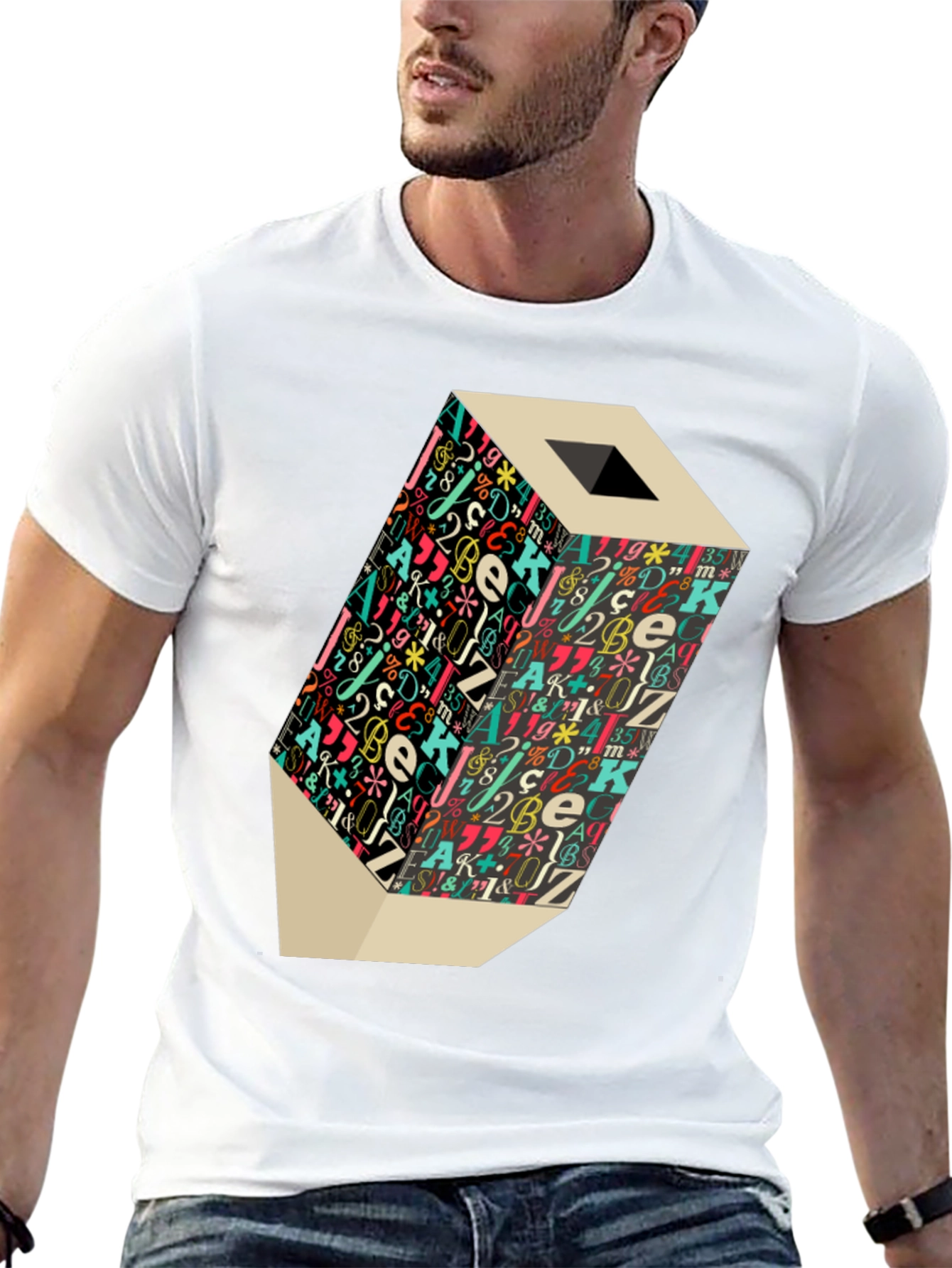 Artistic Graphic Tee: Lettered Pencil Design