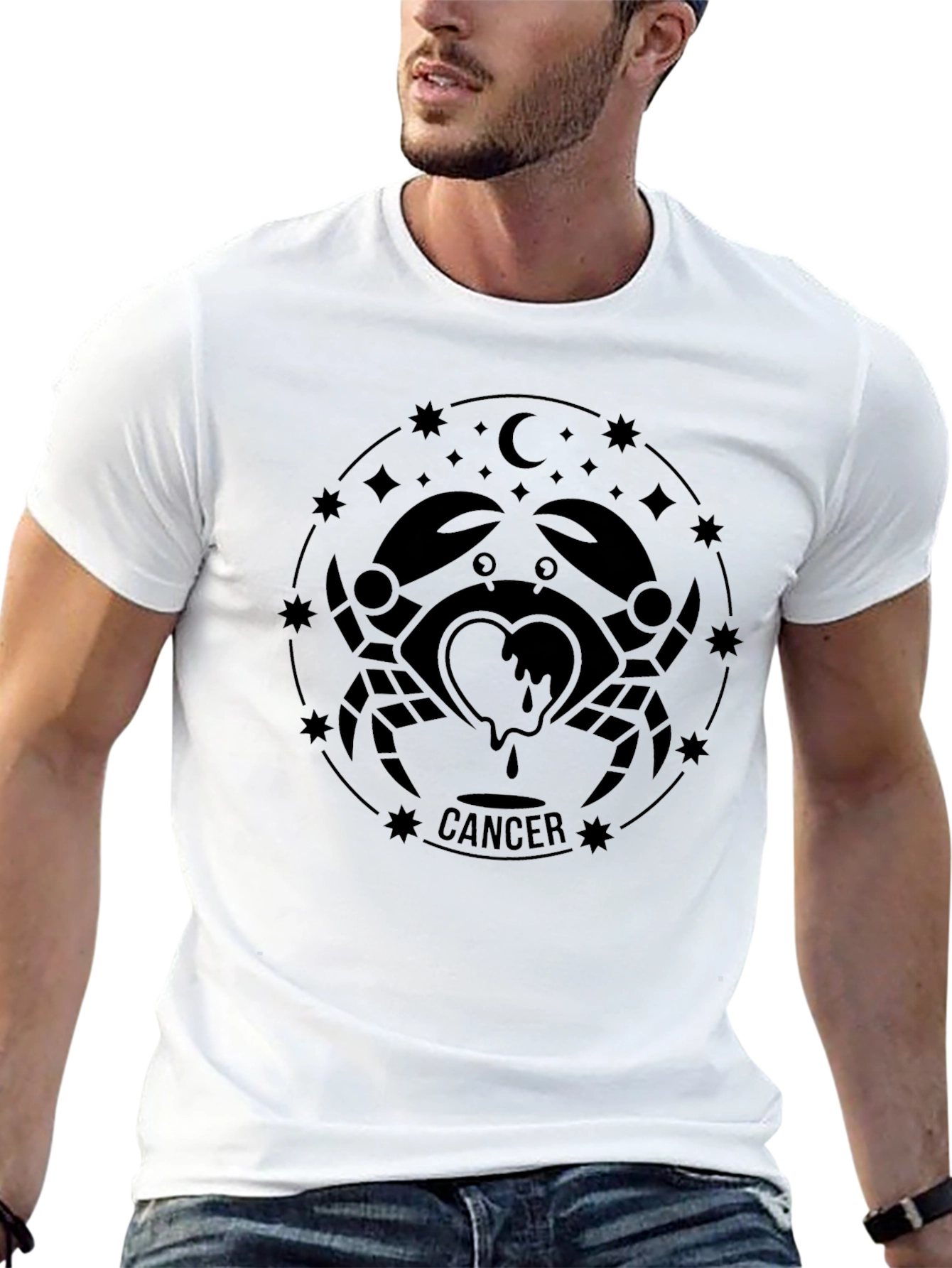 Cancer Zodiac T-Shirt - Black Graphic Tee