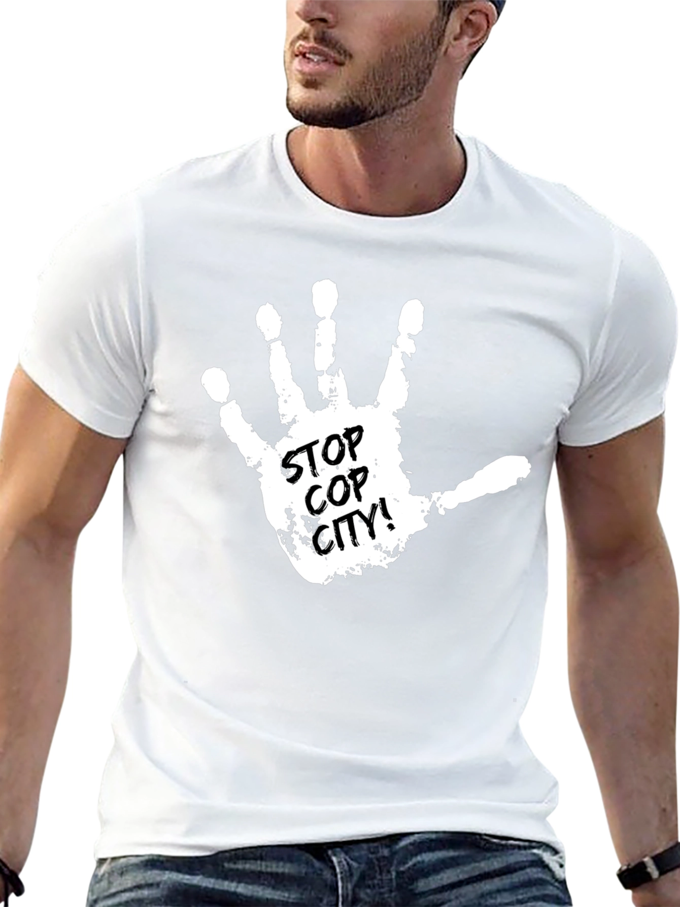 Stop Cop City T-Shirt - Protest Handprint