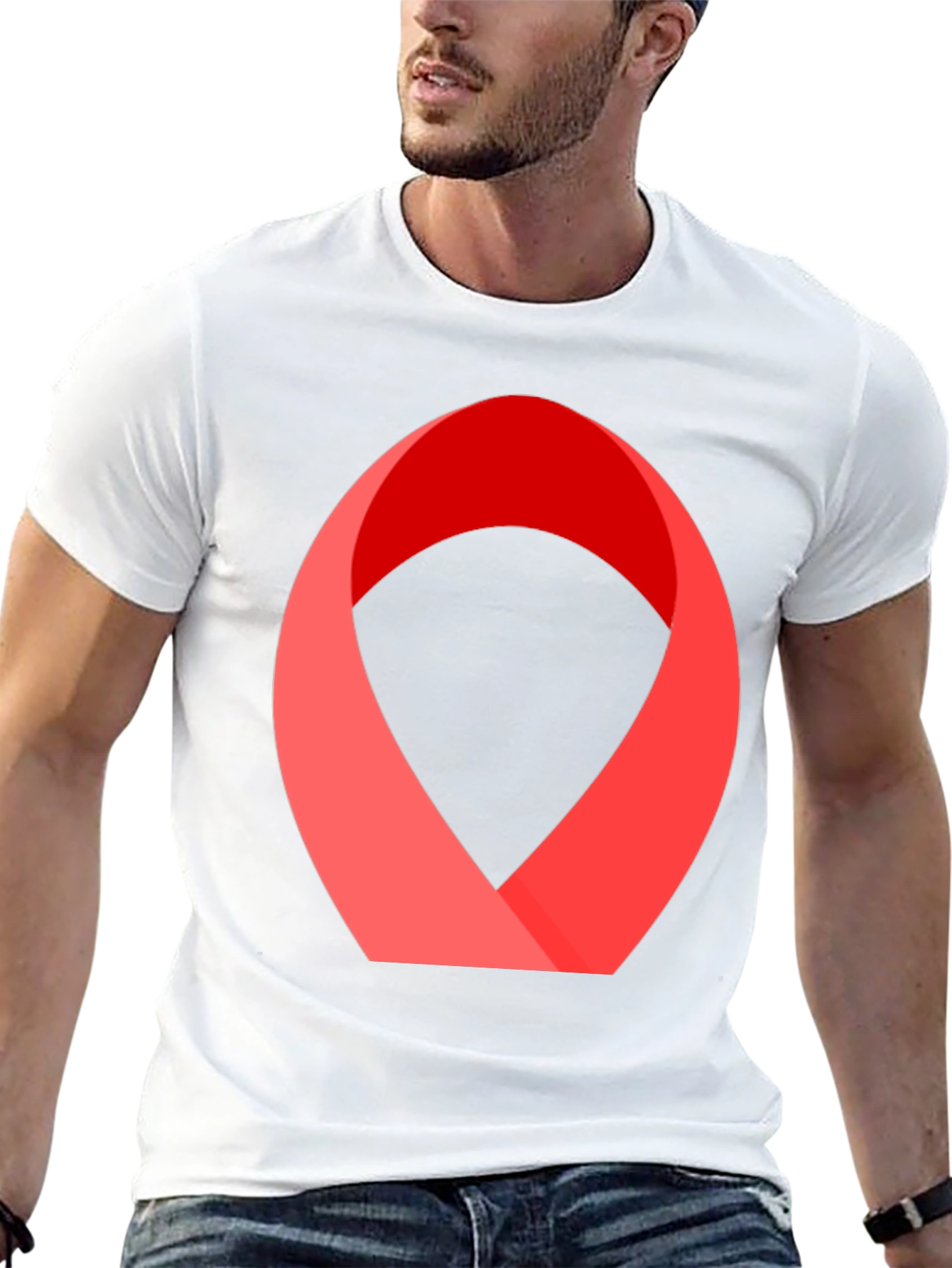 Abstract Red Ribbon Graphic Tee - Modern Casual Style