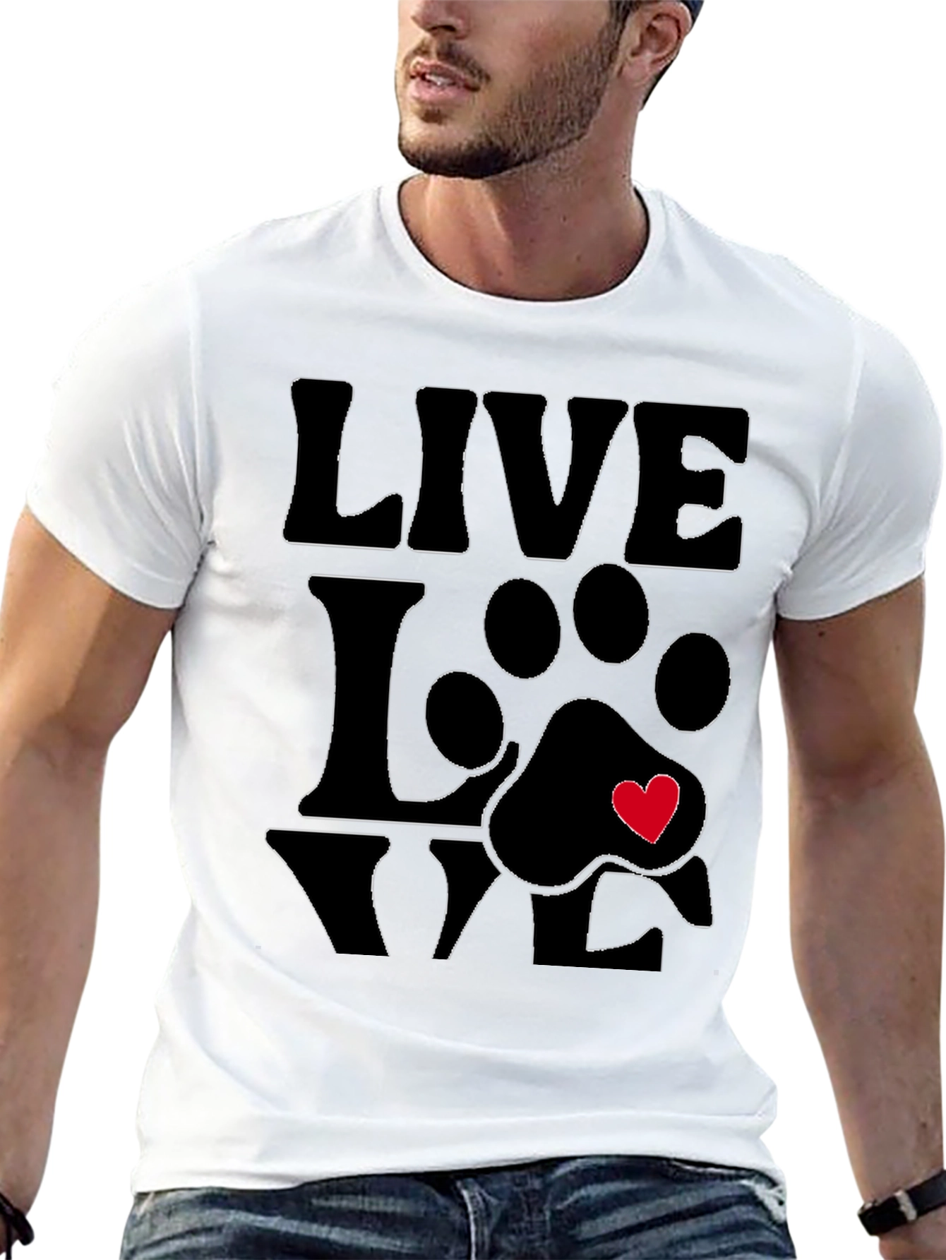 Live Love Paw Print T-Shirt - Pet Lover Tee