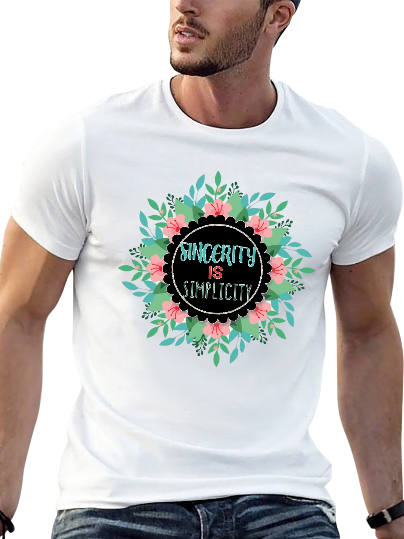 Sincerity is Simplicity Floral Graphic Tee