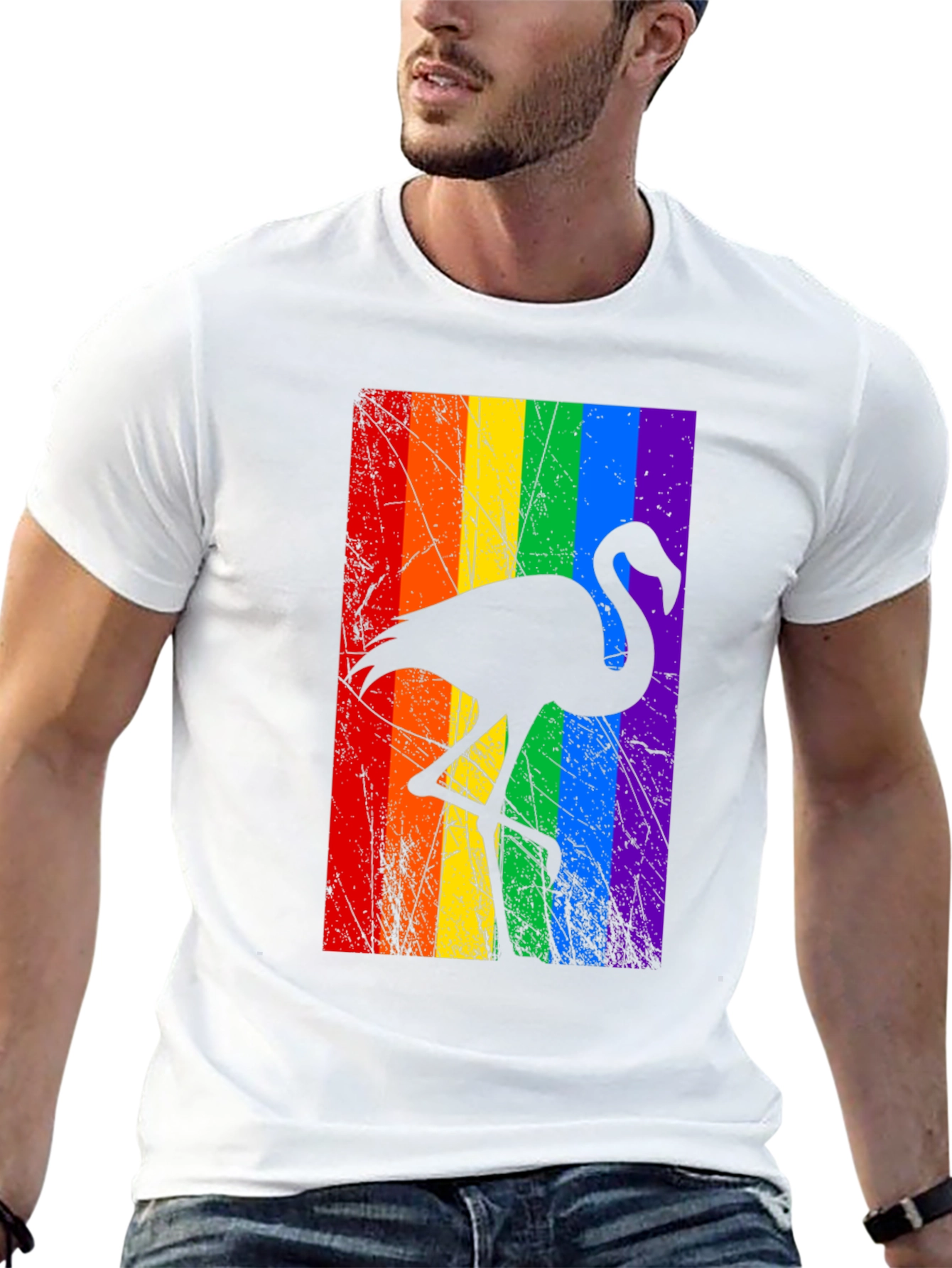 Rainbow Flamingo Graphic Tee - Pride LGBTQ+ Shirt