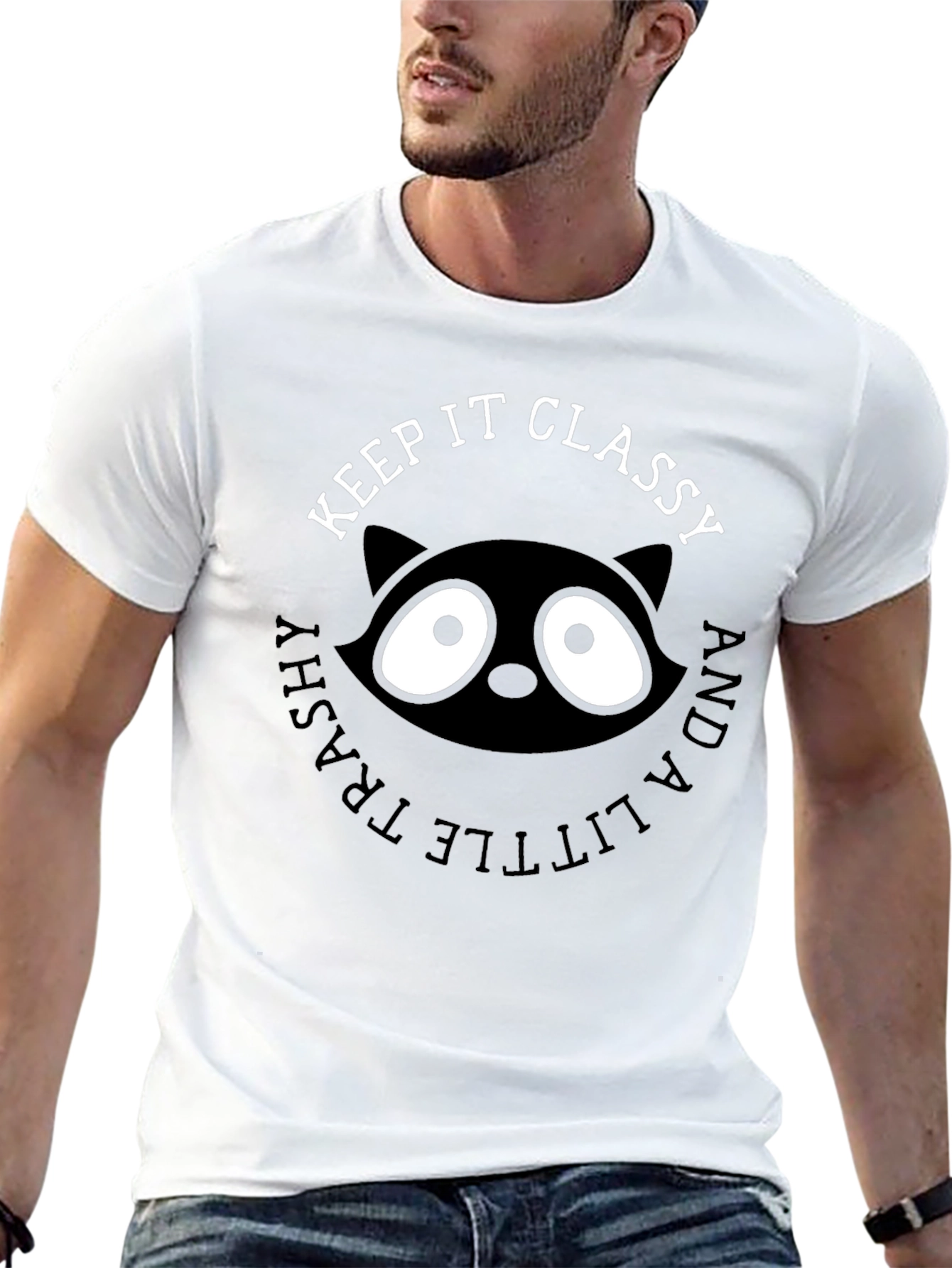Keep It Classy Raccoon Graphic T-Shirt
