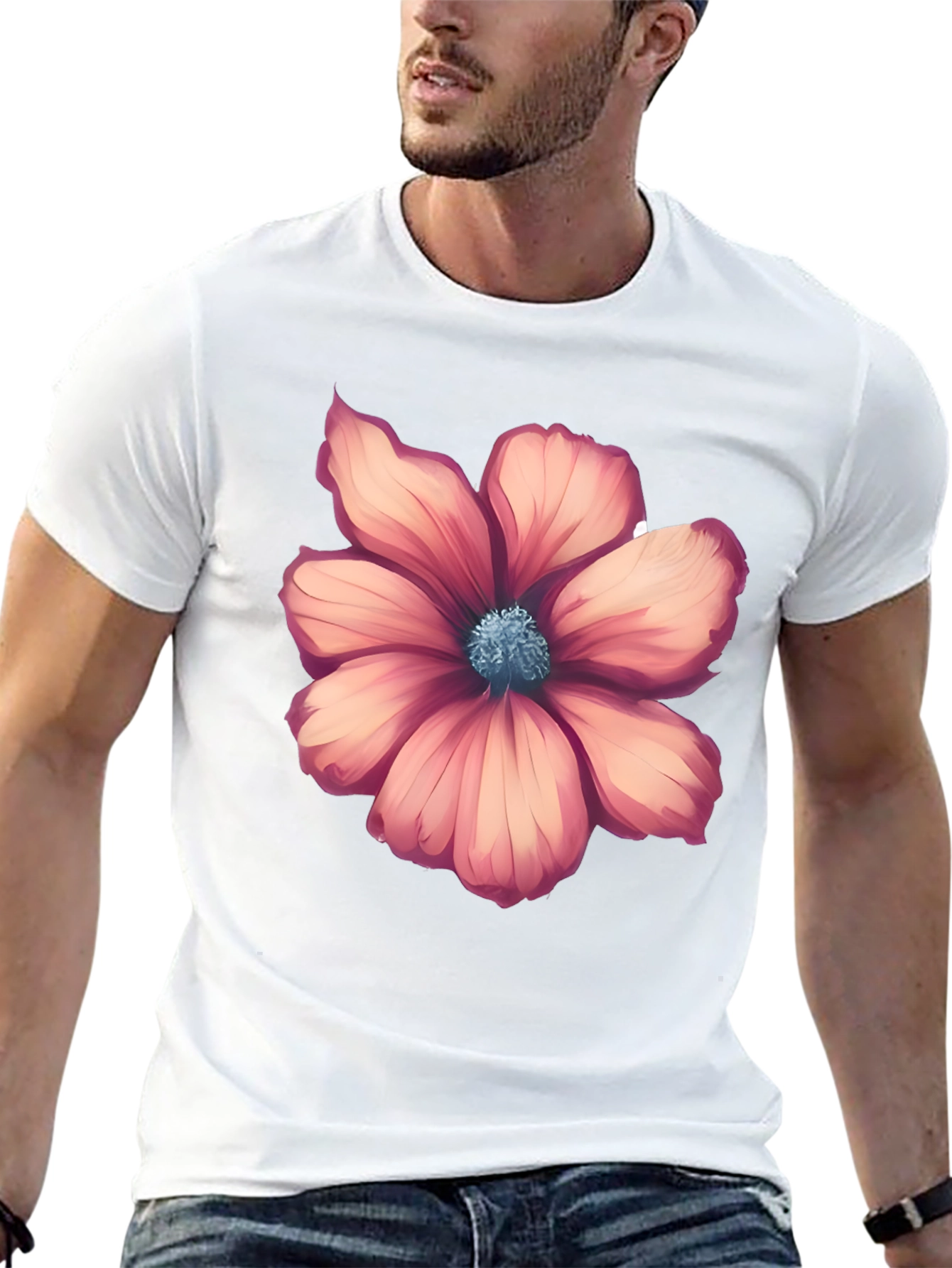 Floral Graphic Tee - Stylish Mens Black T-Shirt