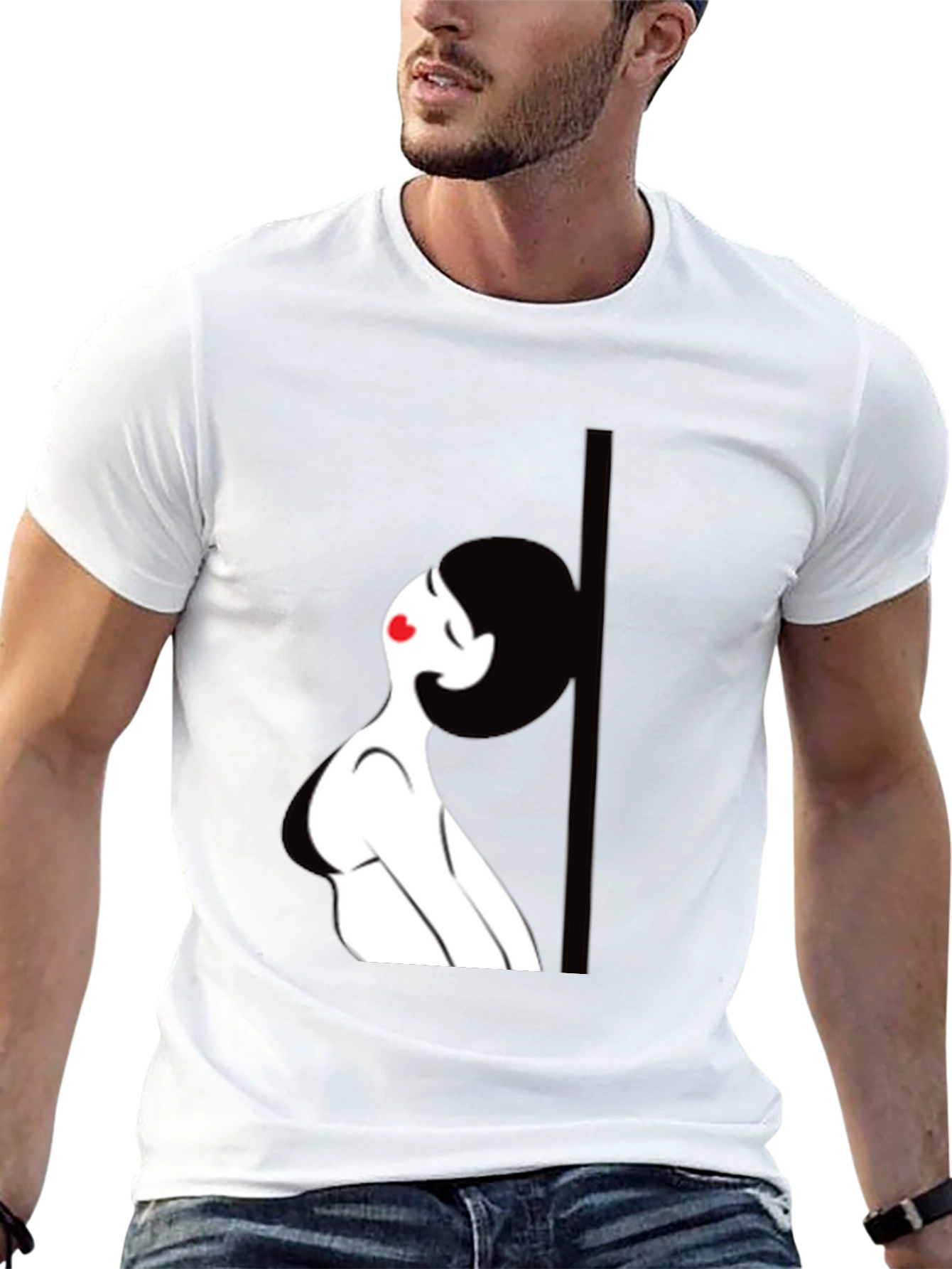 Black Graphic Tee - Pole Dancing Silhouette