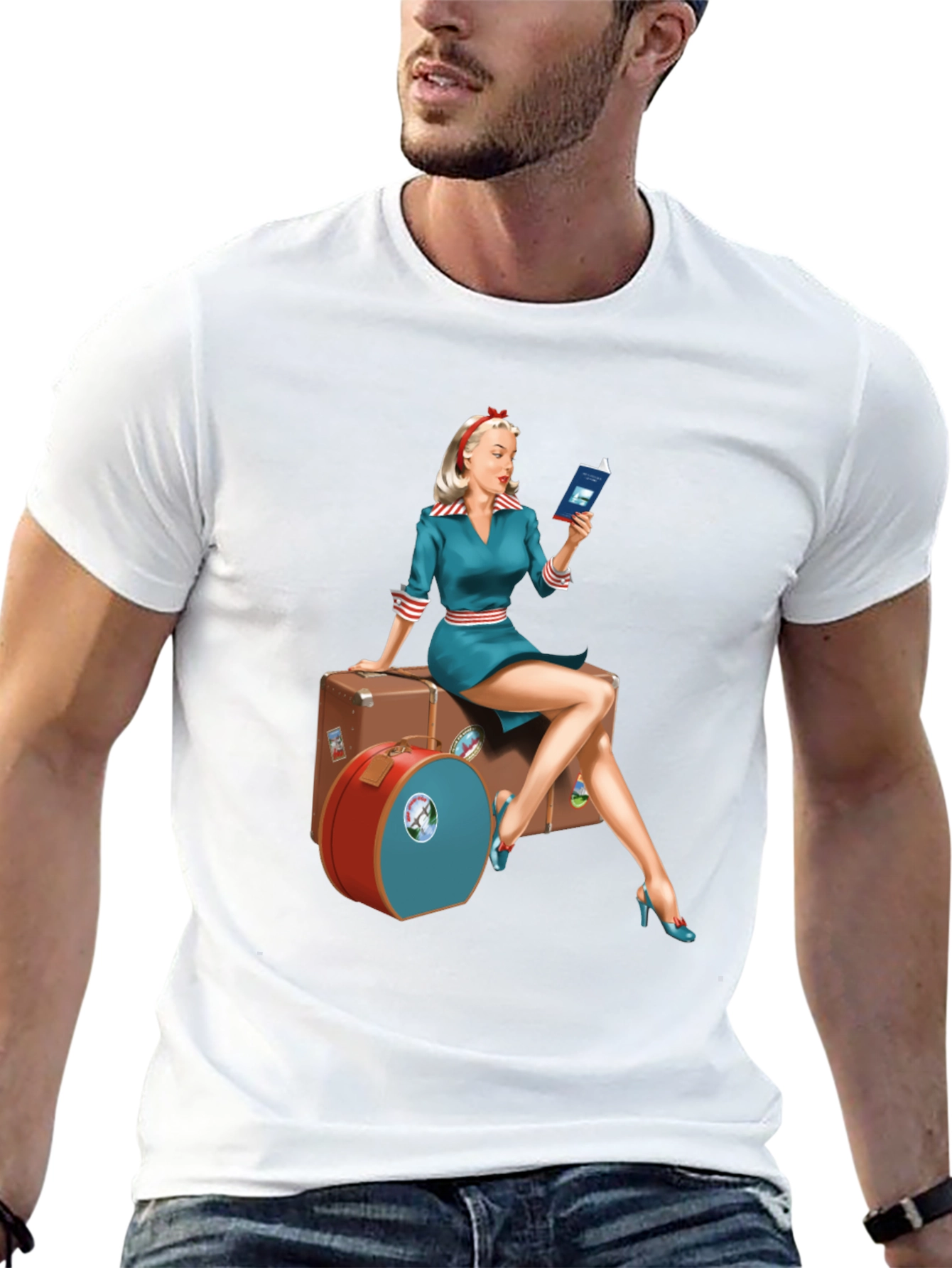 Retro Travel Pinup Tee - Classic Style