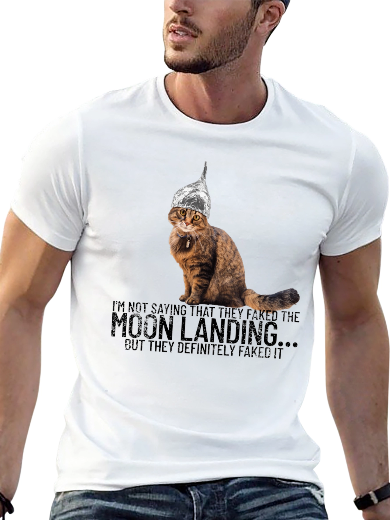 Moon Landing Conspiracy Cat T-Shirt
