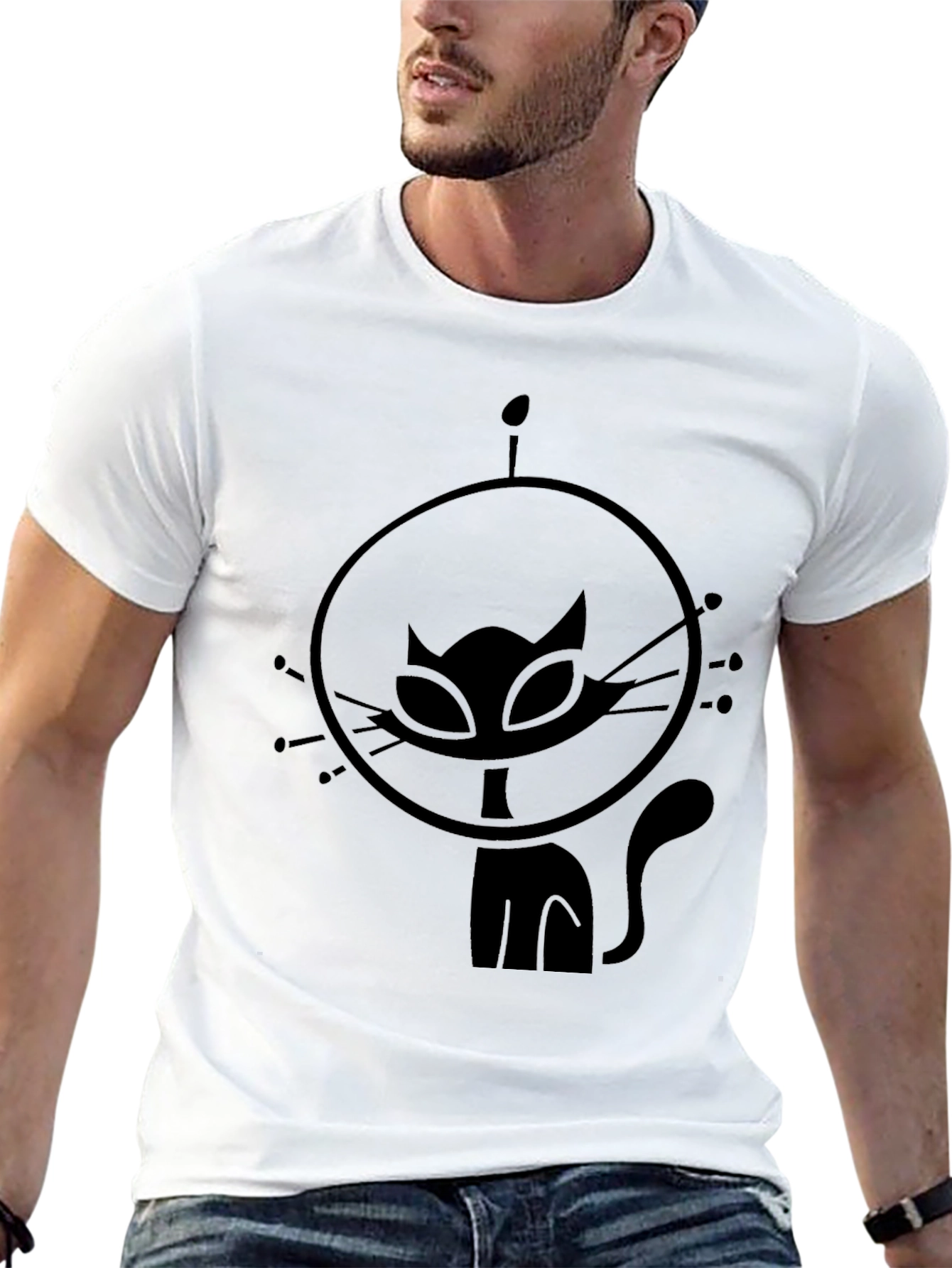 Retro Astronaut Cat Graphic T-Shirt