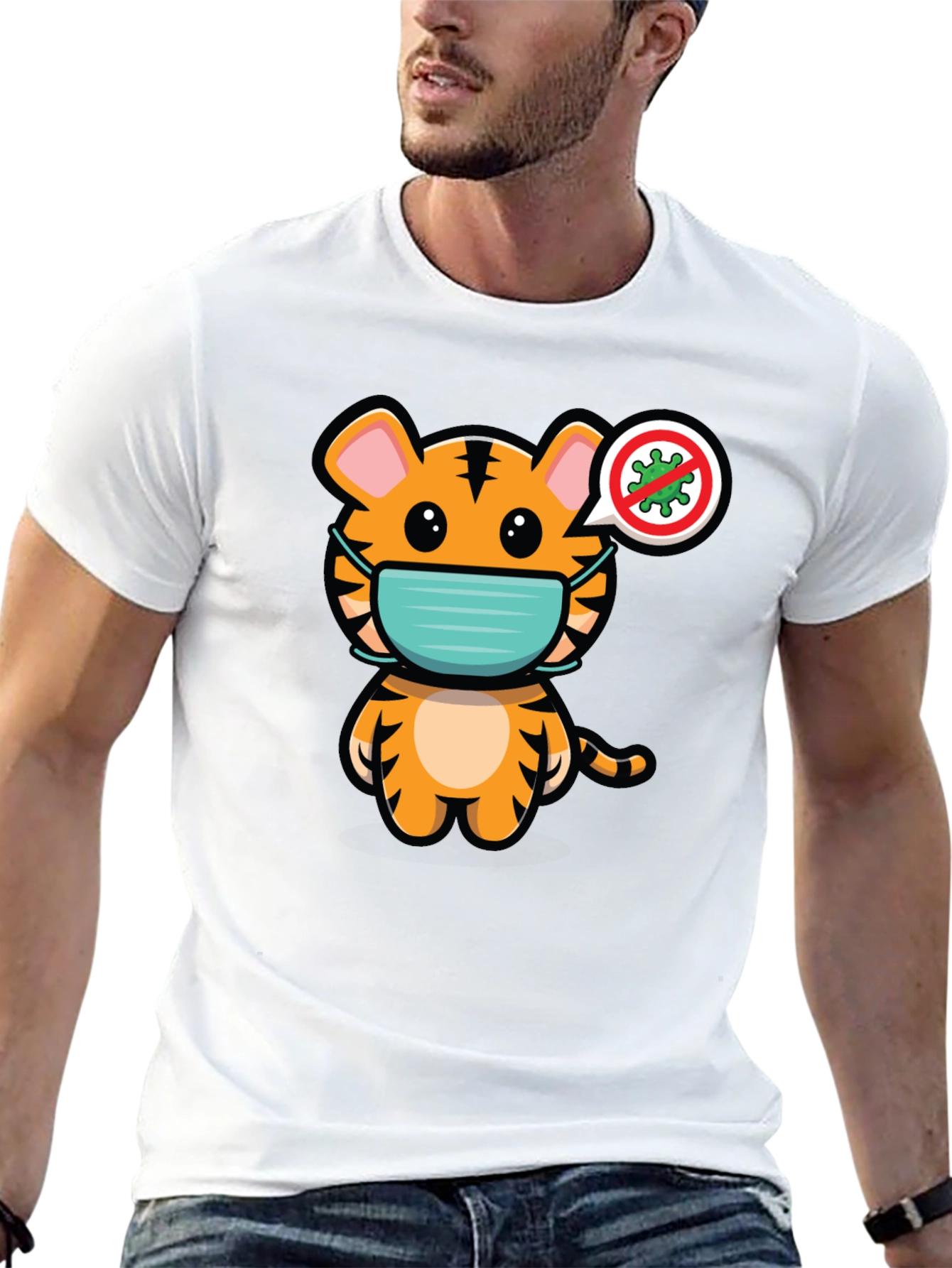 Tiger Wearing Mask Graphic T-Shirt