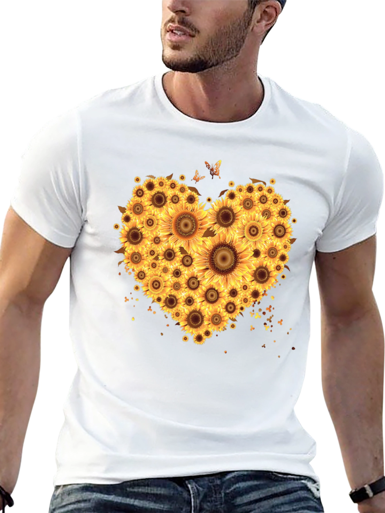 Sunflower Heart Graphic T-Shirt - Black