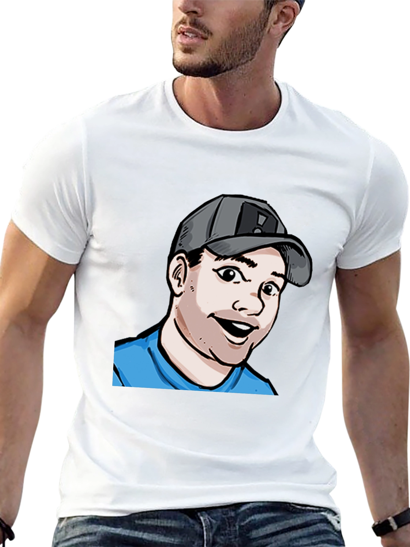Cartoon Graphic Tee - Black Cotton Blend
