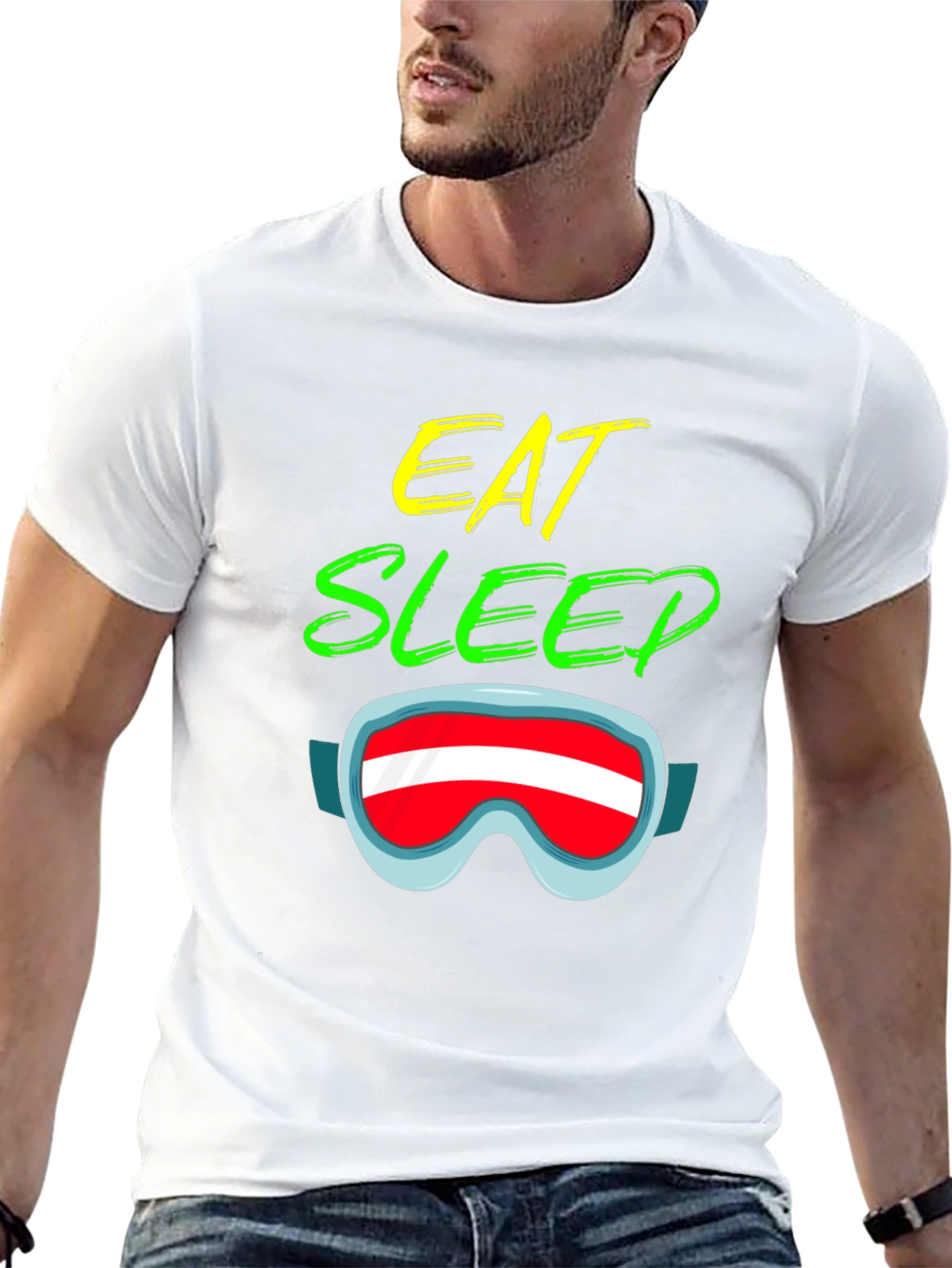 Eat Sleep Ski Goggles Graphic T-Shirt - Unisex