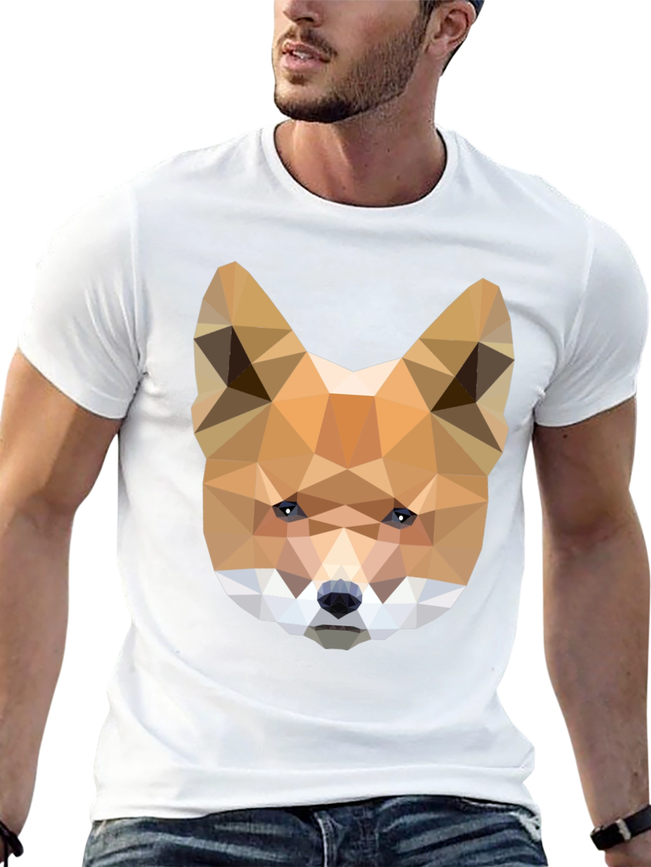 Geometric Fox Head Tee - Modern Art Shirt