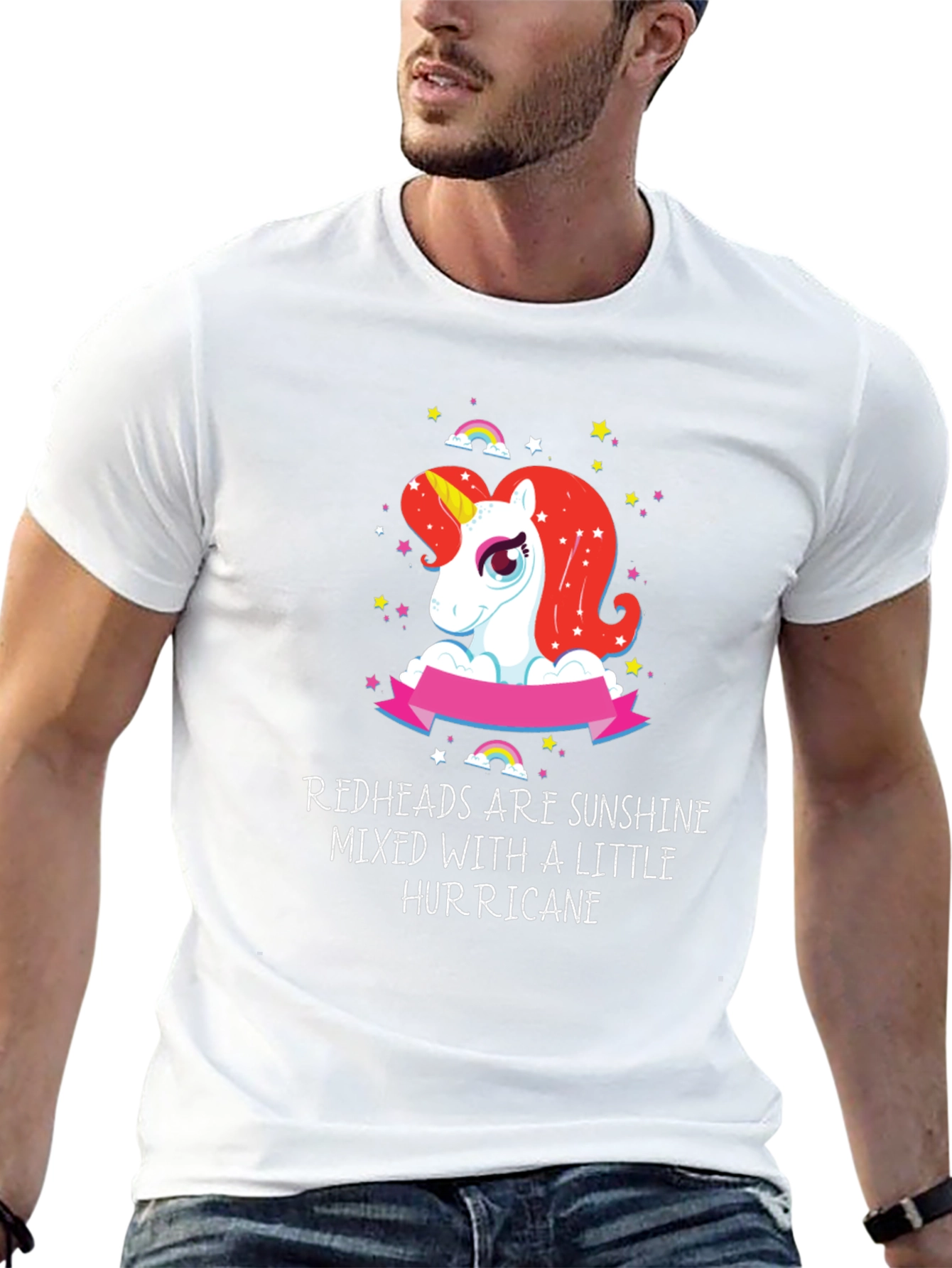 Redhead Sunshine Hurricane Unicorn Black T-Shirt