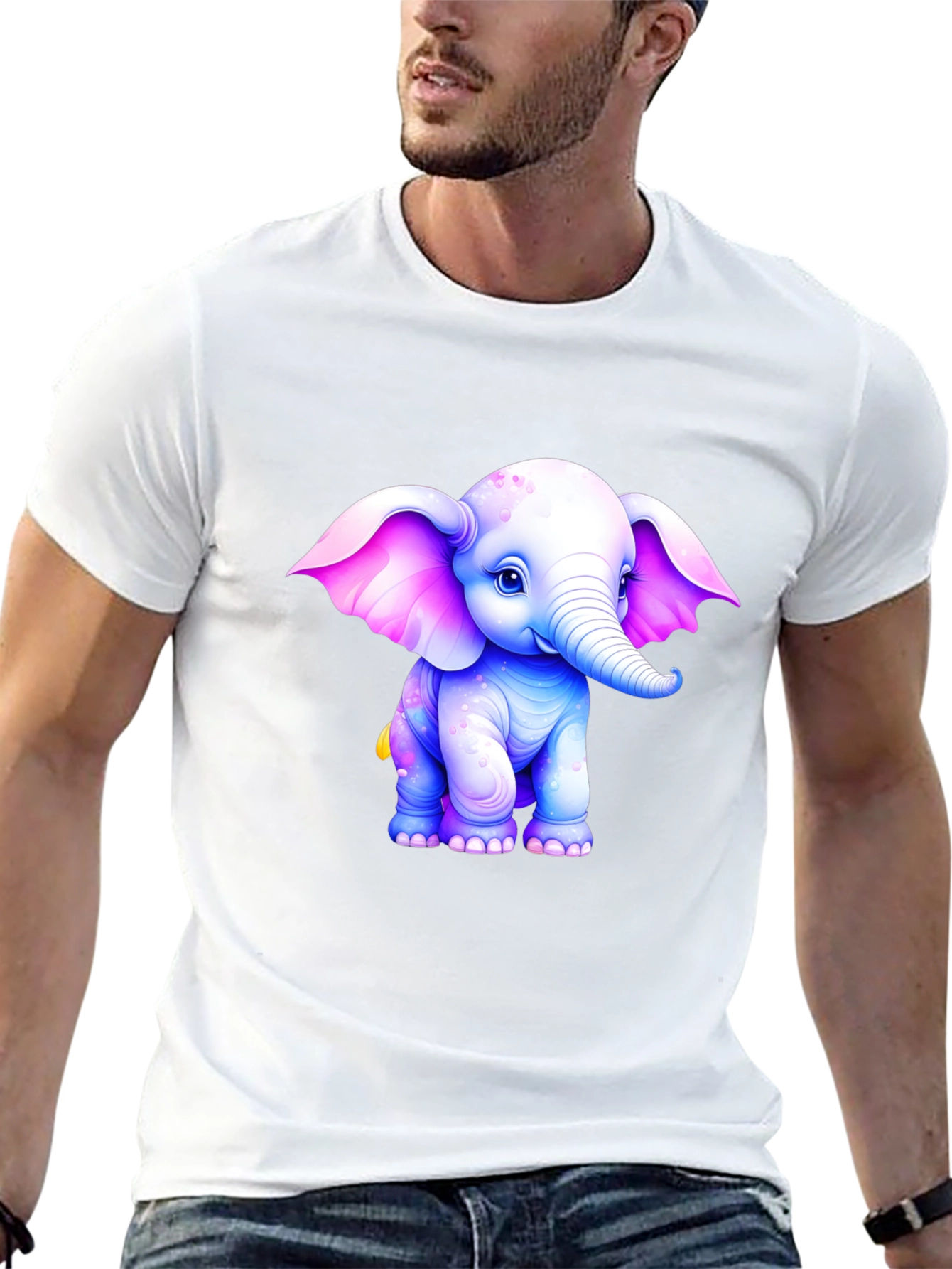 Cute Elephant Graphic T-Shirt - Black