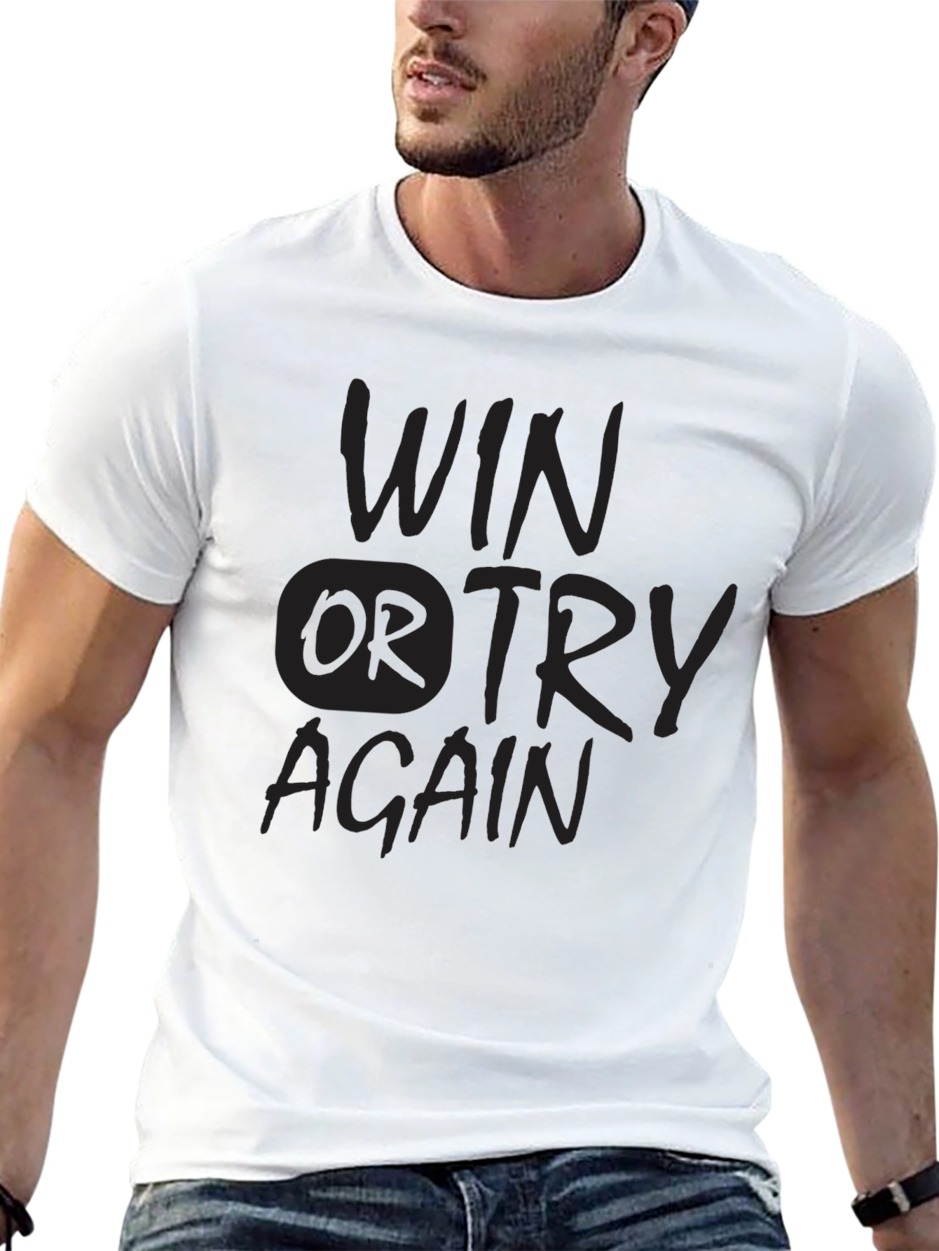 Win or Try Again Graphic Tee - Black