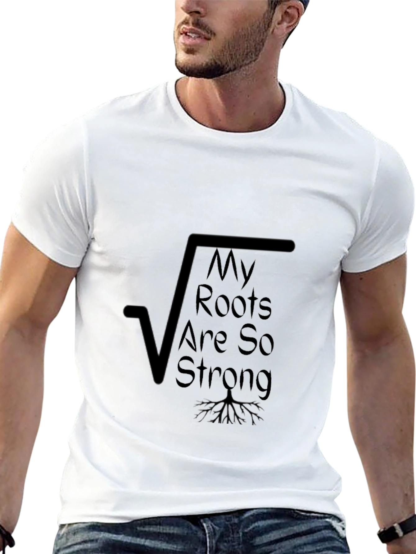 Strong Roots Graphic Tee - Black Cotton Shirt