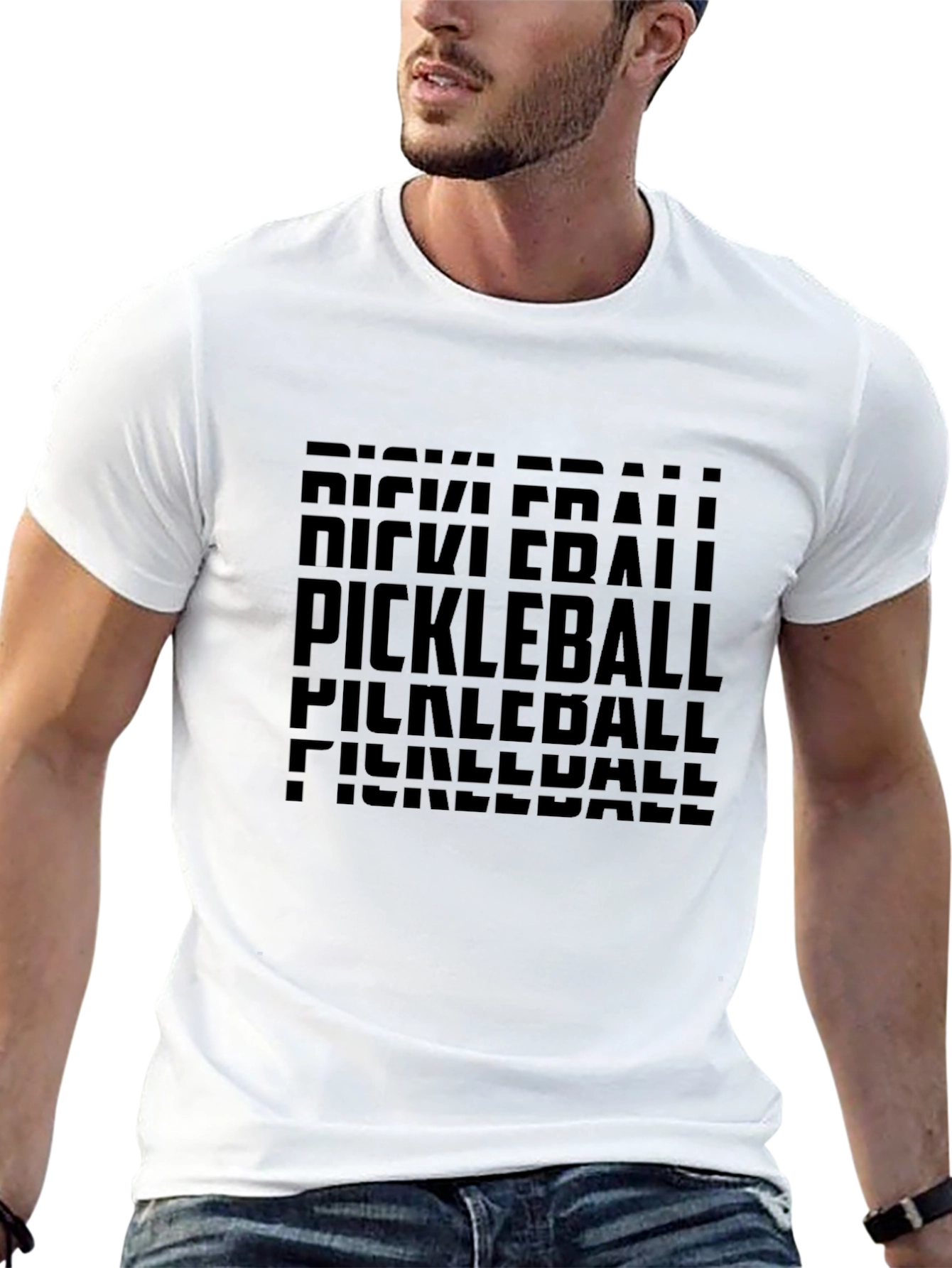 Pickleball Graphic Tee - Black Crew Neck