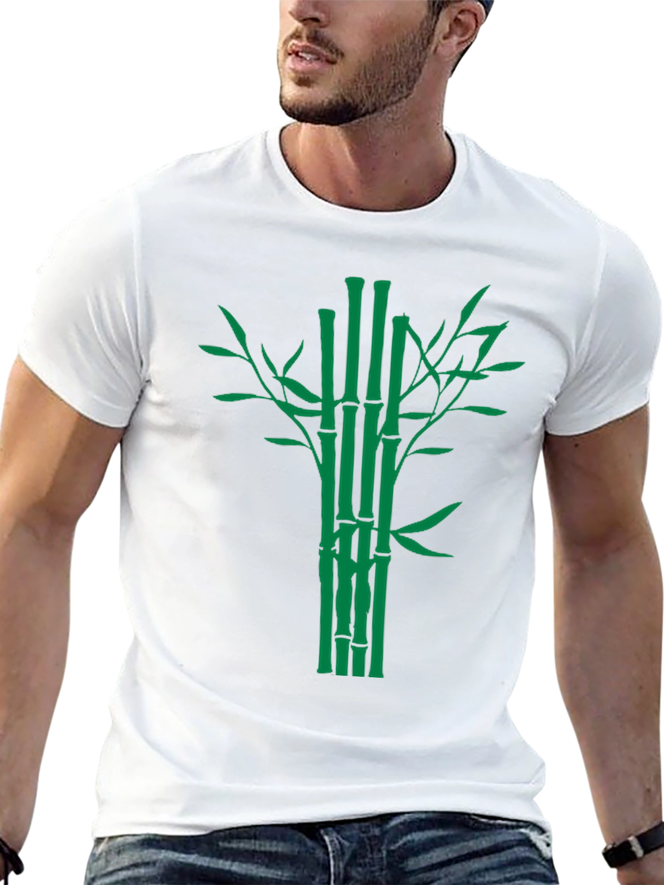 Bamboo Graphic Tee - Classic Black Cotton T-Shirt