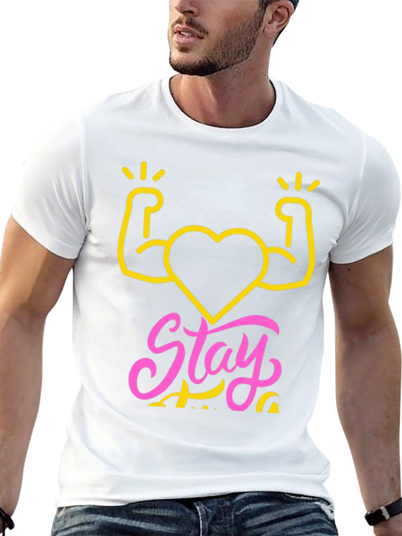 Stay Strong Heart Graphic Tee - Fitness Shirt