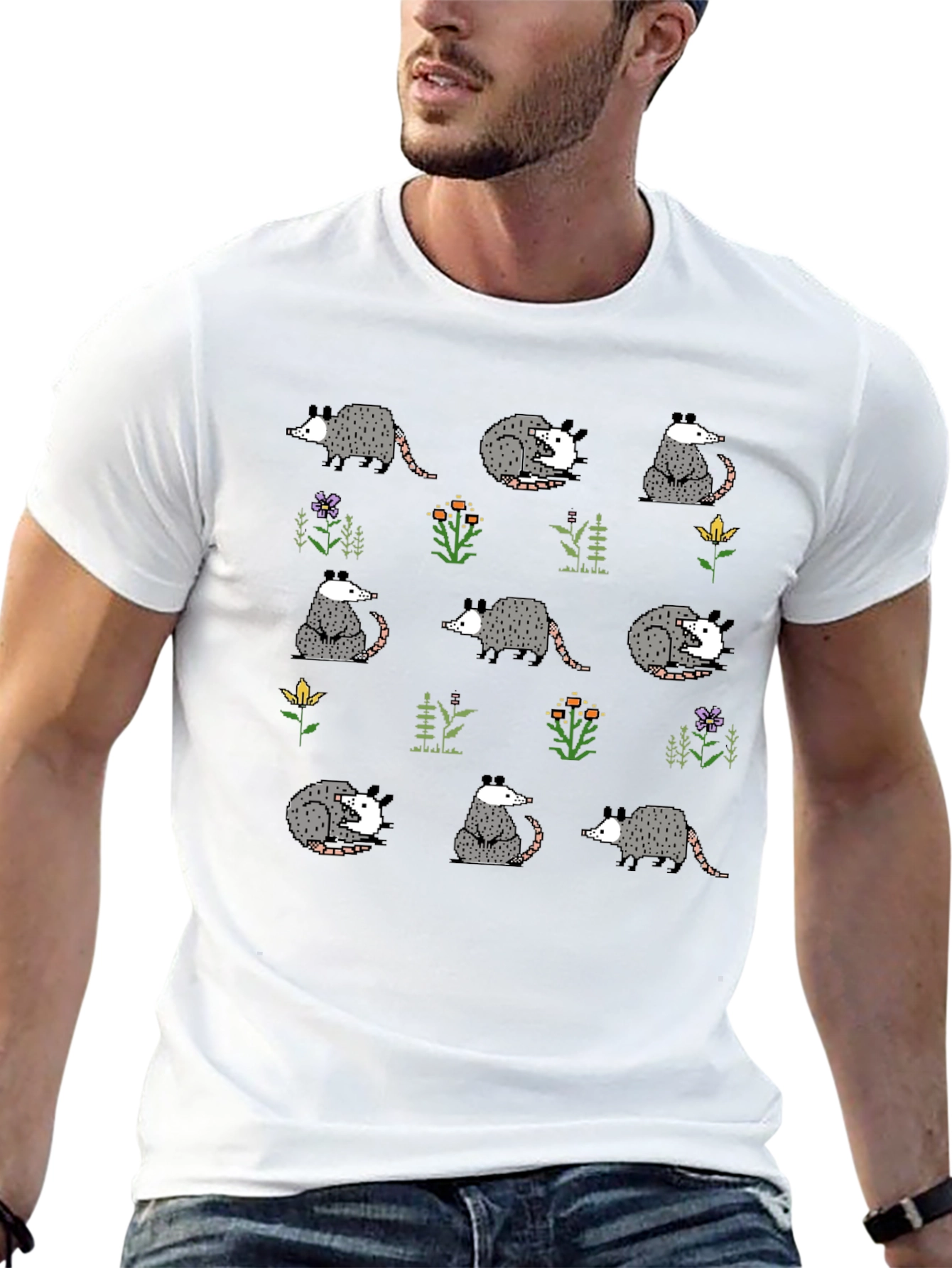 Opossum Pattern T-Shirt - Cute Animal Tee