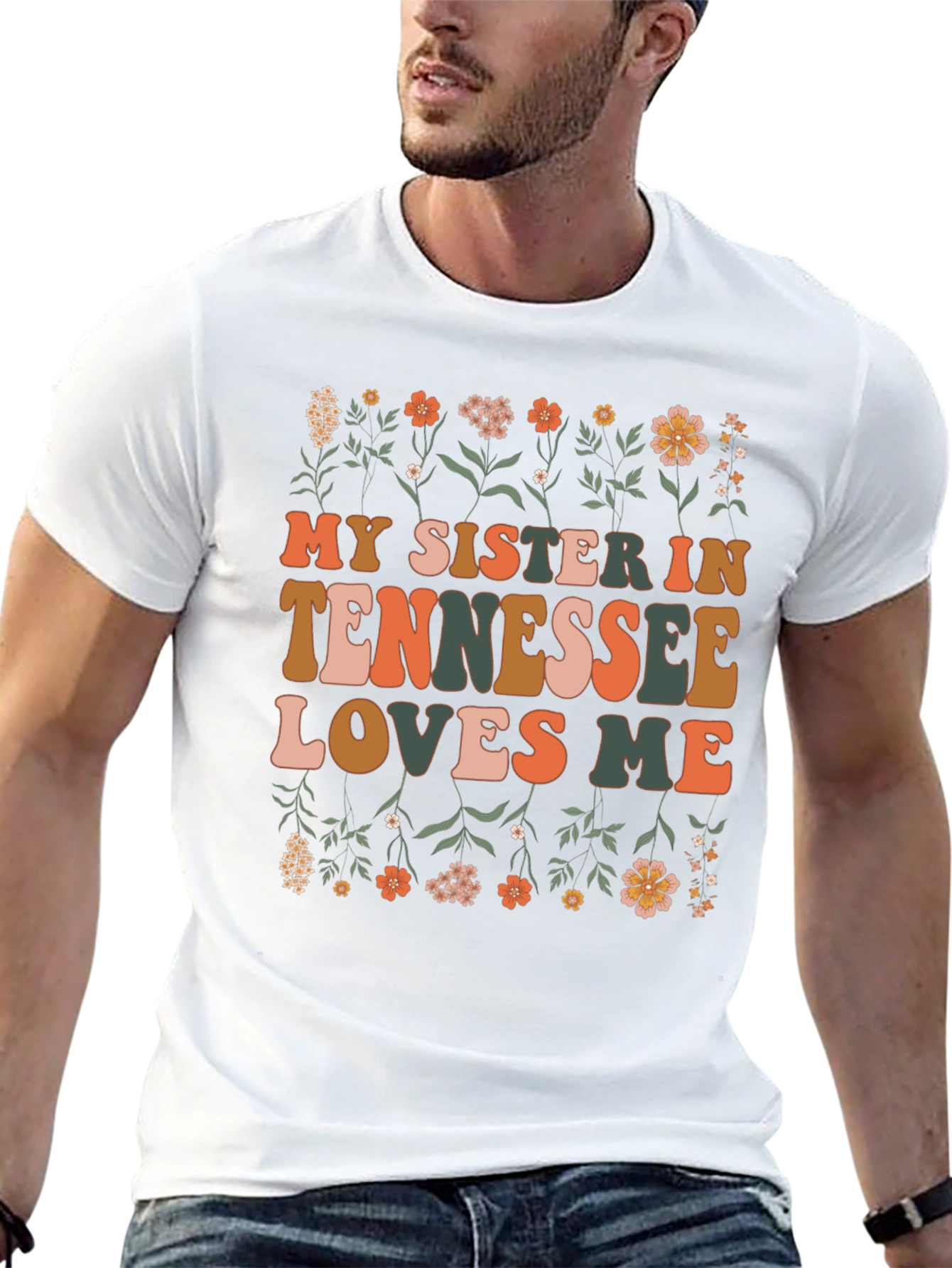 My Sister in Tennessee Loves Me Black Graphic Tee