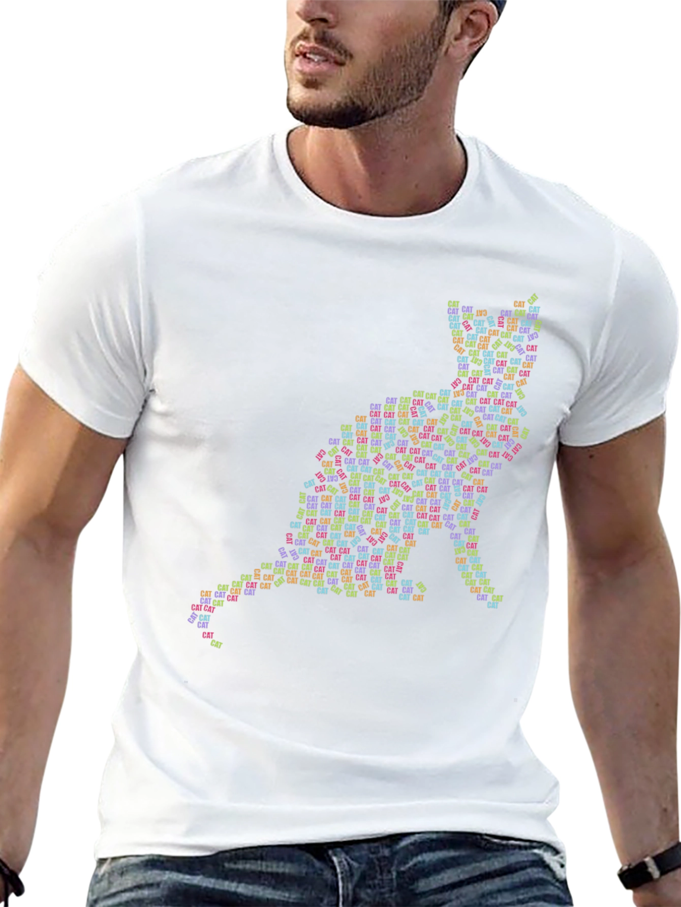 Cat Word Art T-Shirt - Black