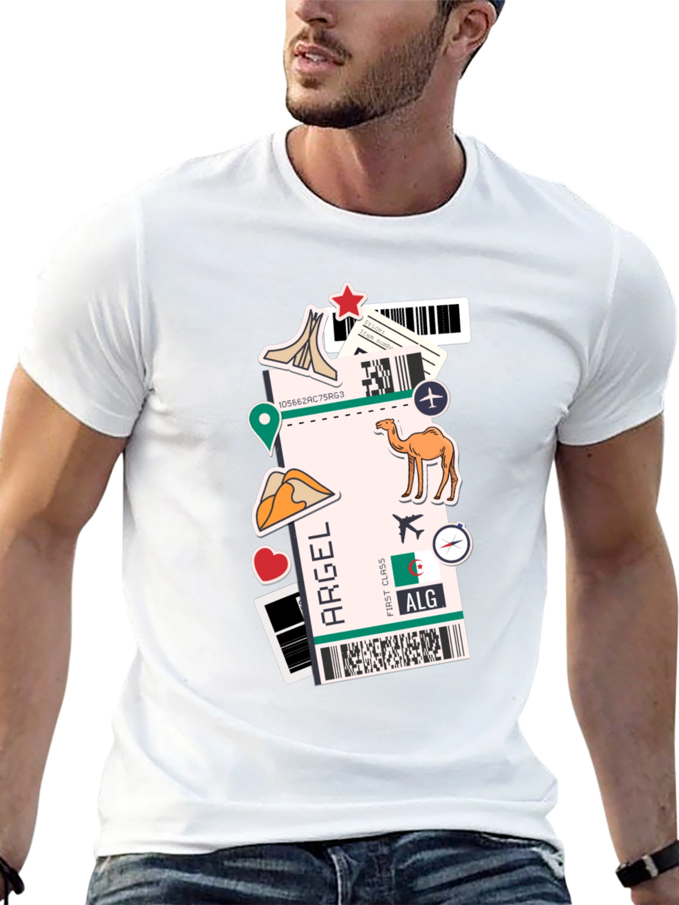Algeria Travel Ticket Black T-Shirt