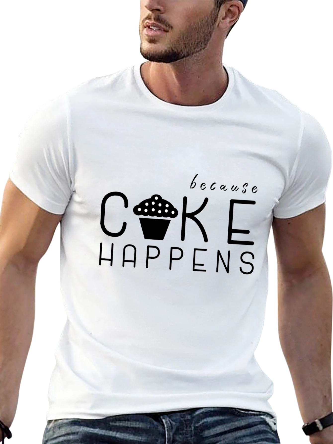 Cake Happens Mens Graphic Tee - Black T-Shirt