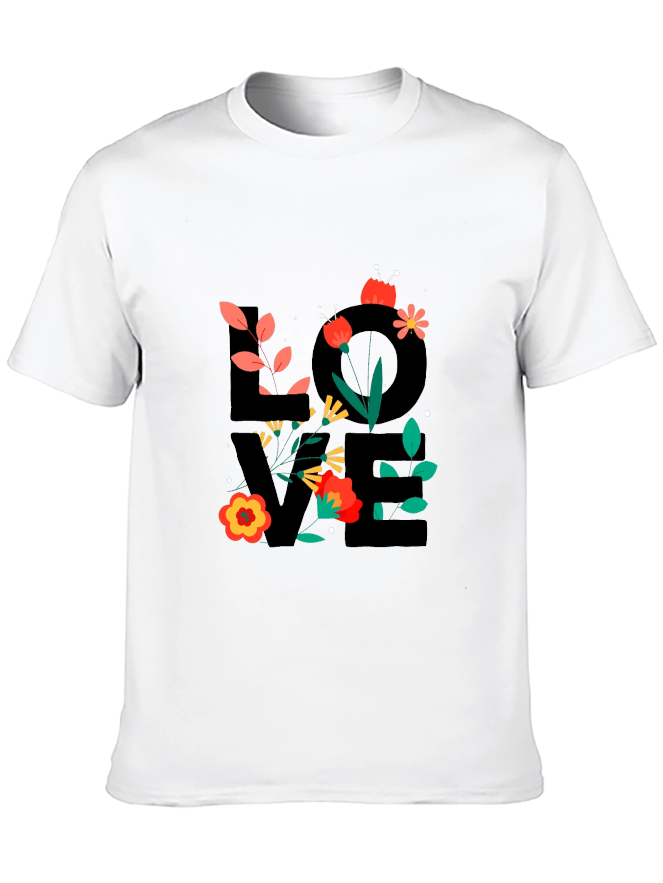 Floral LOVE Graphic T-Shirt - Trendy Casual Tee