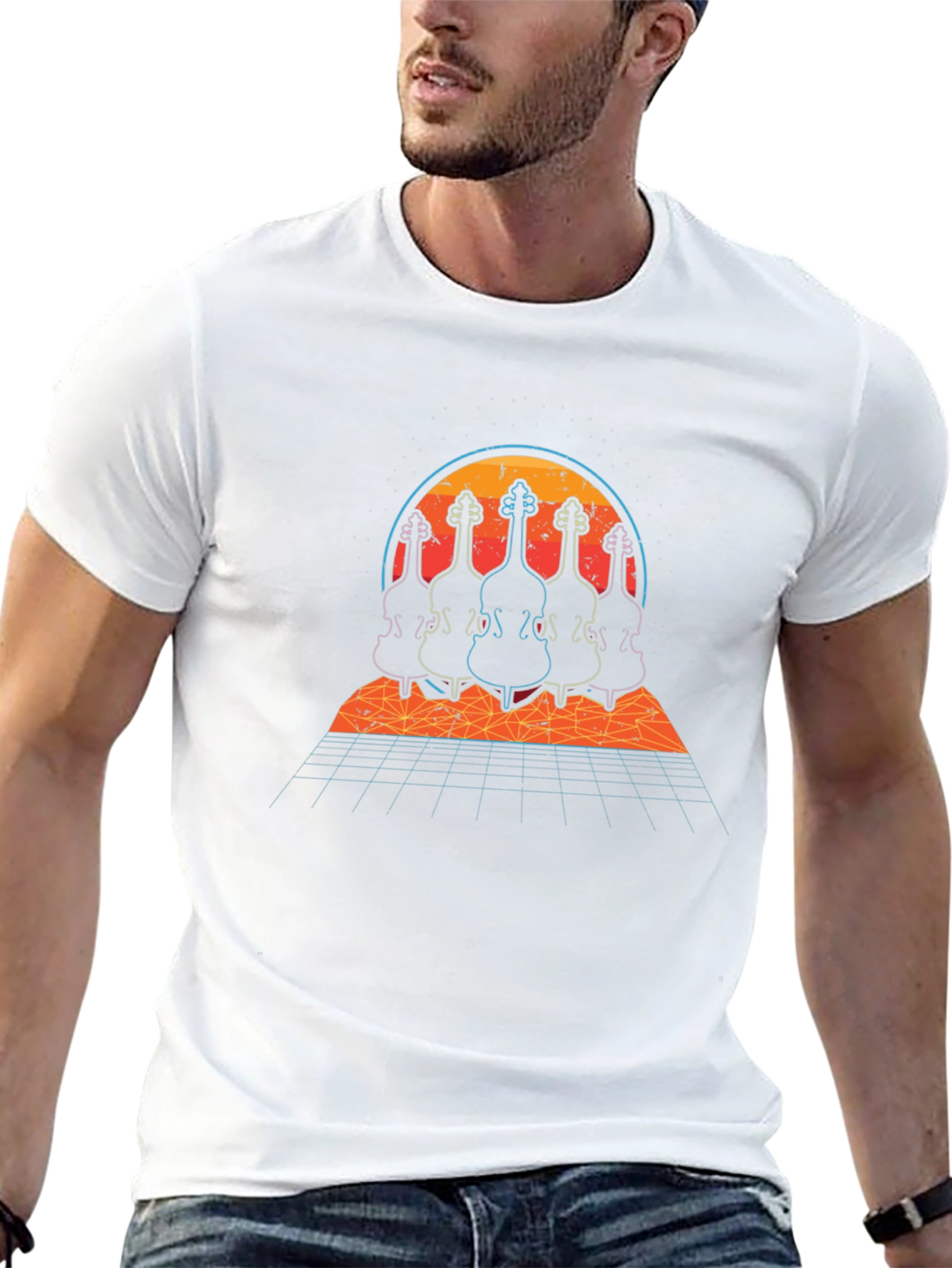Retro Synthwave Double Bass T-Shirt