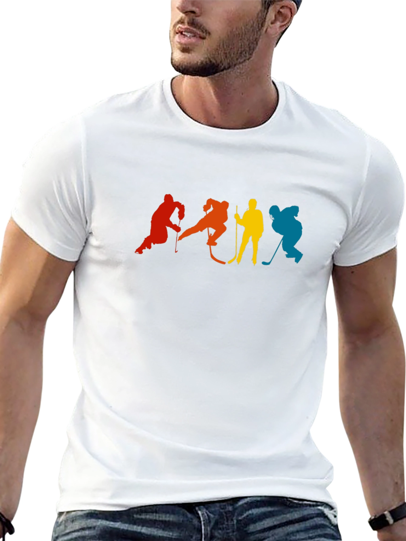 Retro Hockey Player Silhouette Graphic T-Shirt
