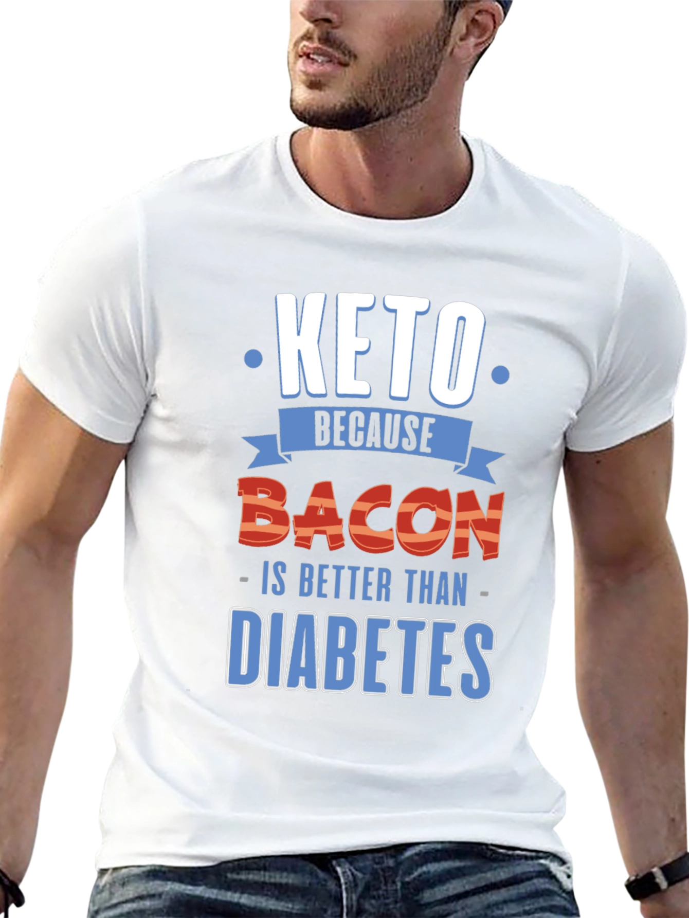 Keto Because Bacon Funny Graphic Tee