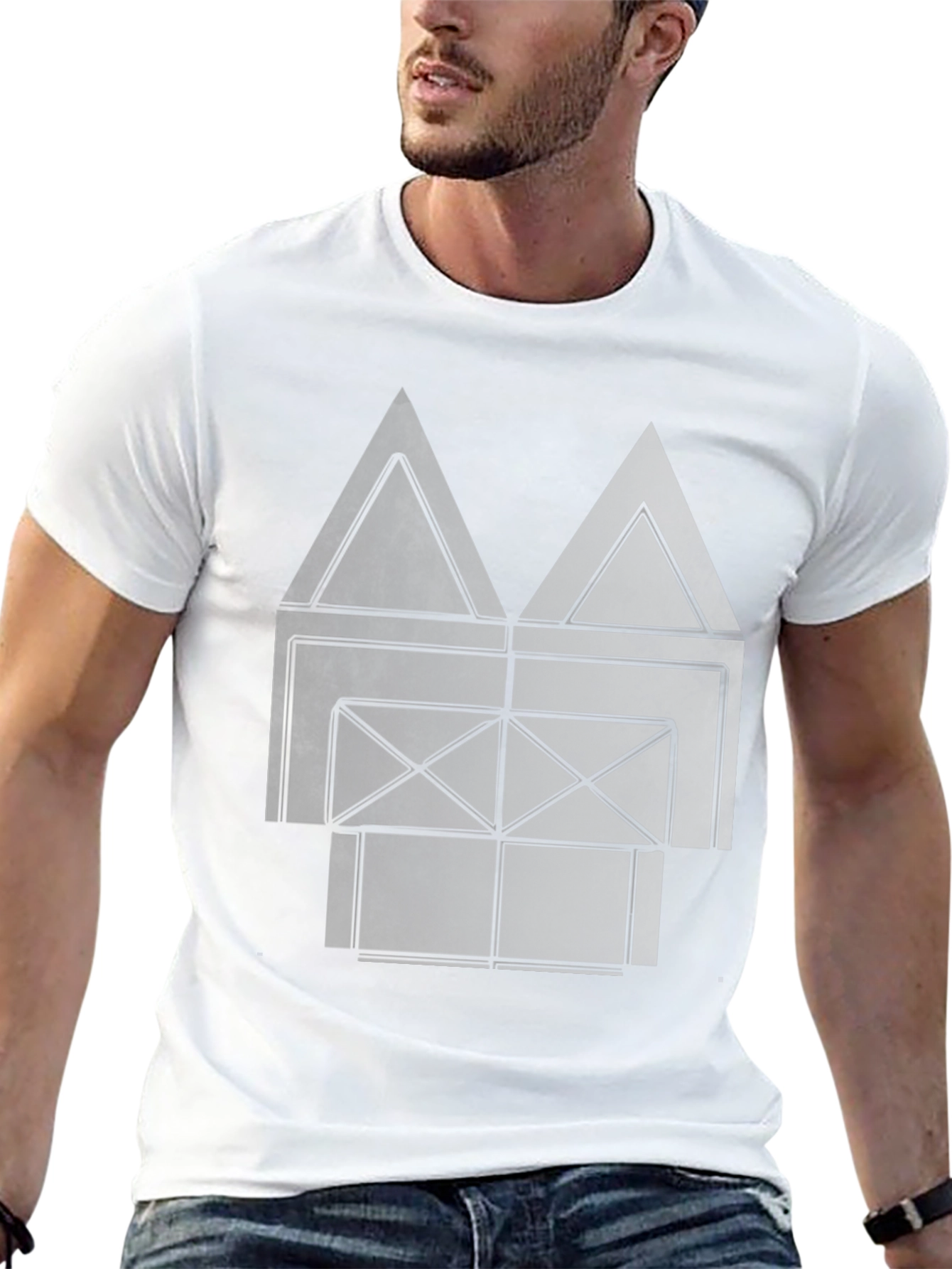 Abstract Geometric Graphic Print Black T-Shirt