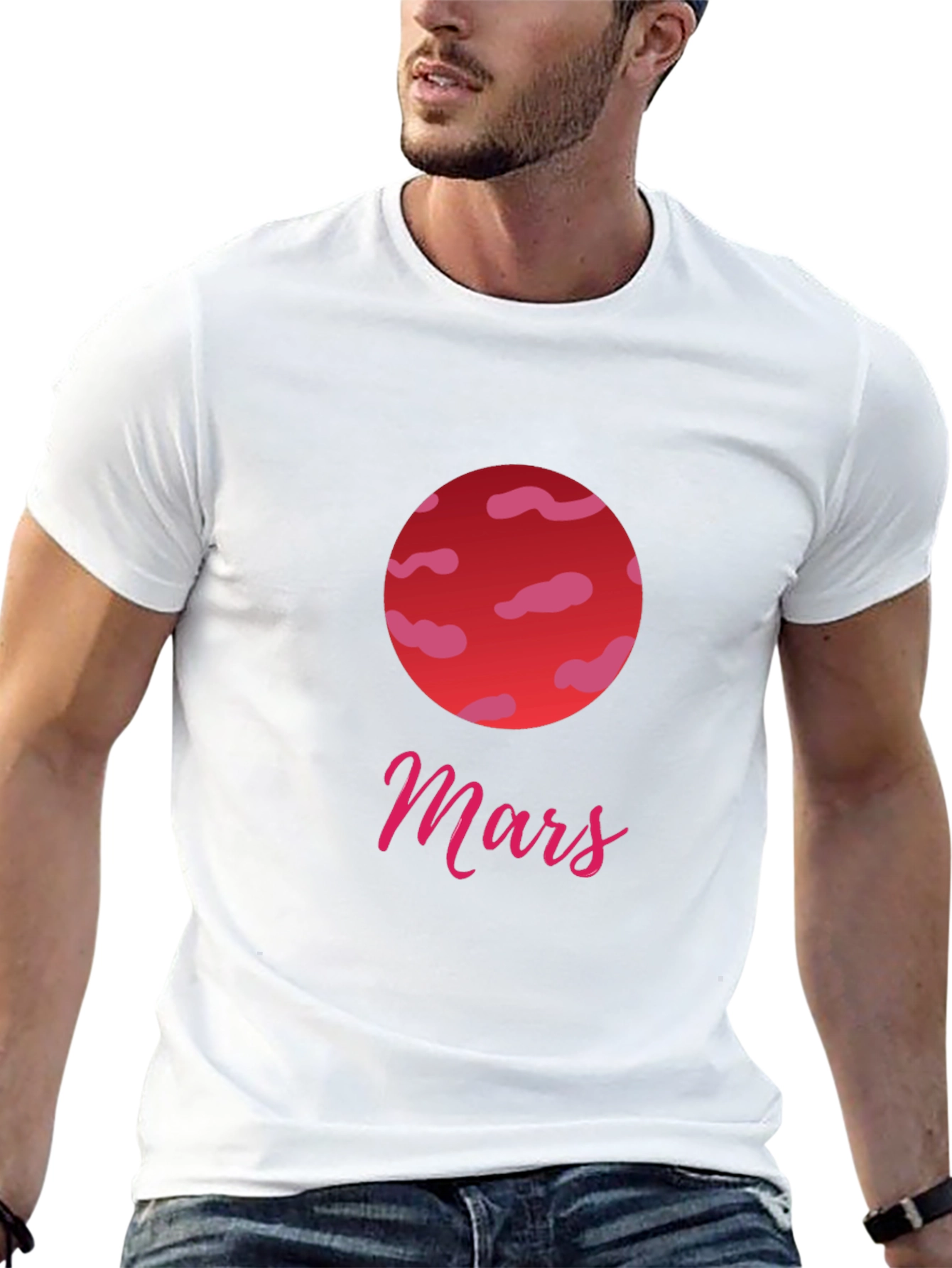 Mars Planet Graphic Tee - Stylish Black T-Shirt