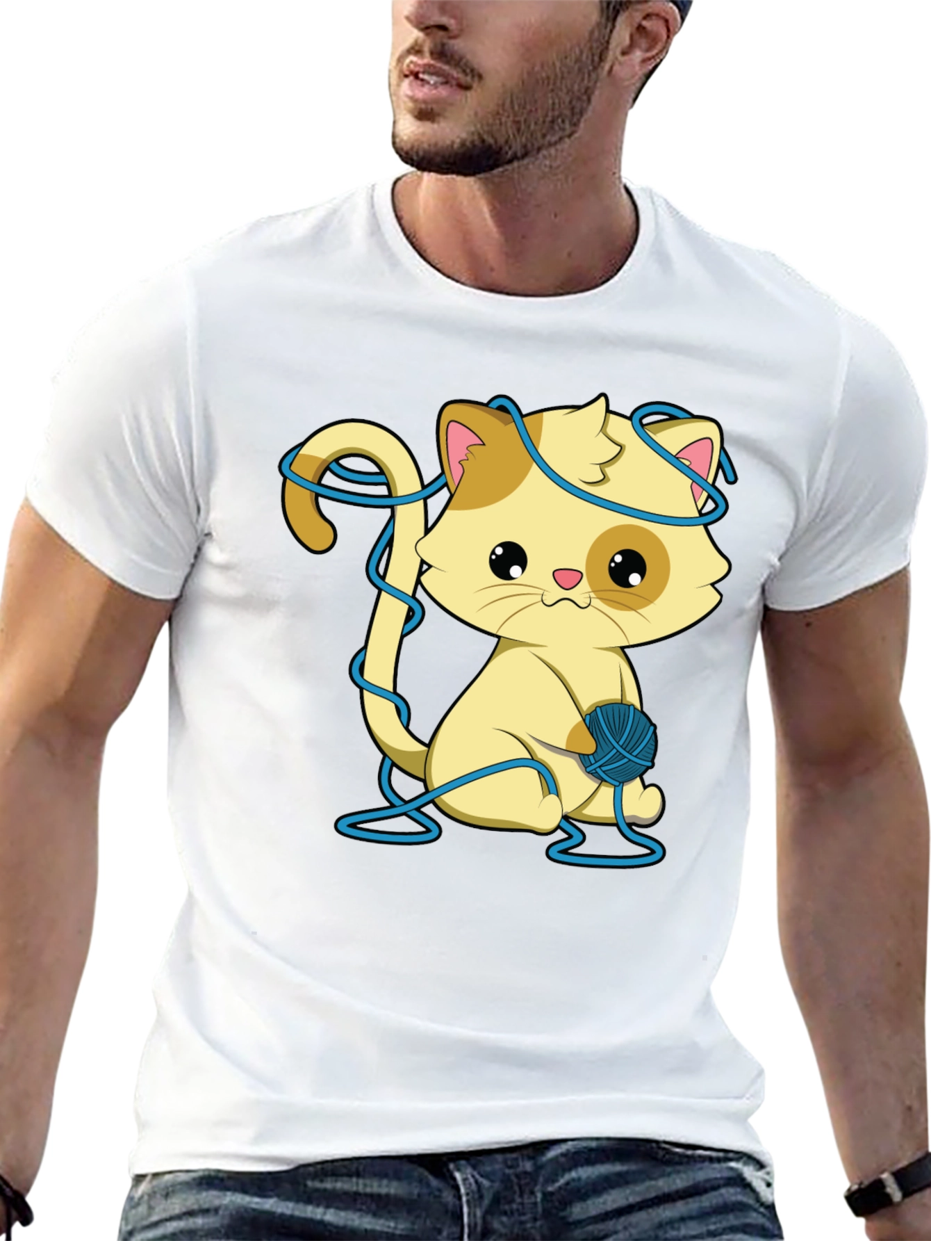 Cute Kitten T-Shirt: Yarn Ball Design
