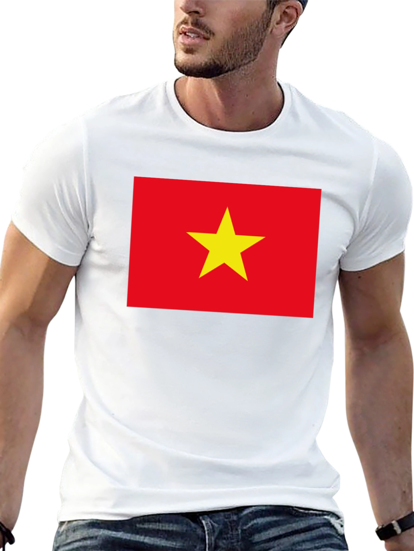 Vietnam Flag Graphic Tee - Black Cotton T-Shirt