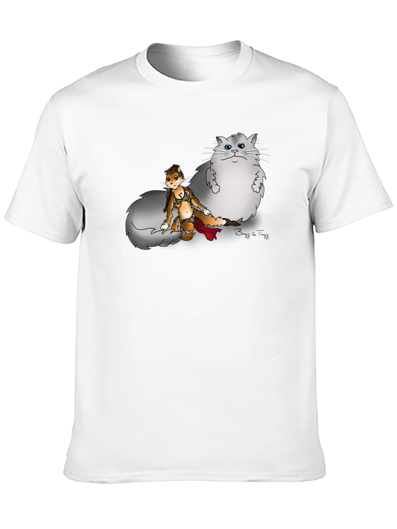 Funny Cartoon T-Shirt With Fox And Cat